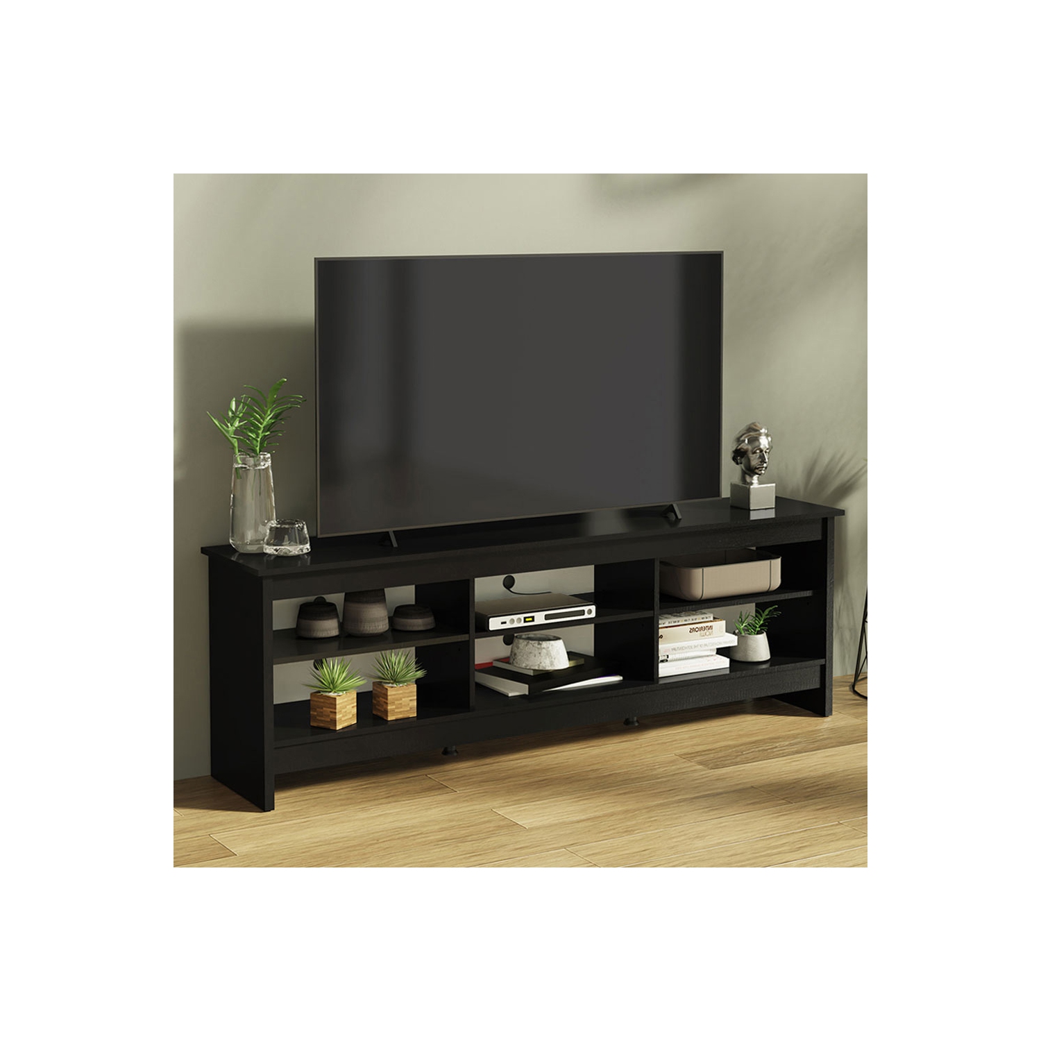 Meuble multimédia Madesa pour téléviseur meuble avec 6 tablettes et système d'organisation des câbles pour 65, 75 po, salon et chambre moderne en