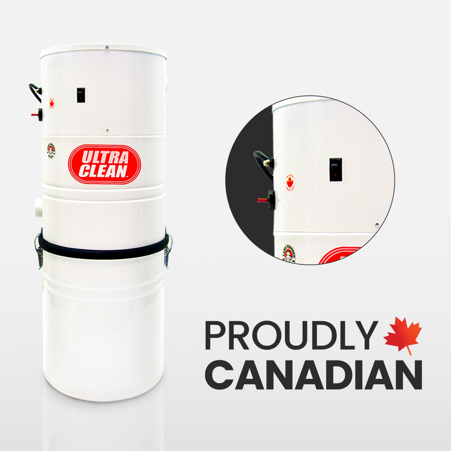 Ultra Clean SC100 Heavy Duty Powerful Central Vacuum System – Made in Canada – with Deluxe Electric Hose, Powerhead and Accessory Package