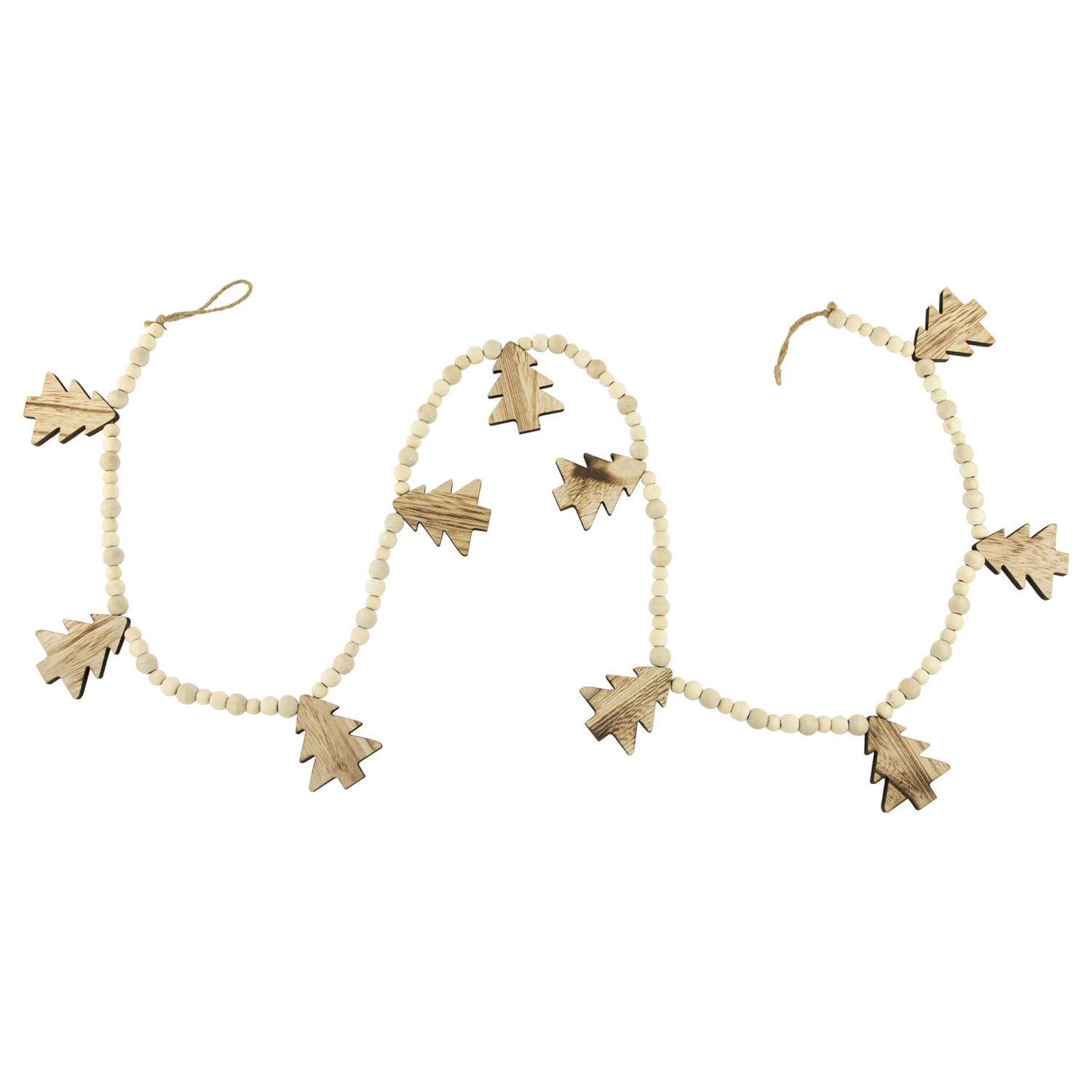 6' x 3" Christmas Trees and Beads Wooden Garland