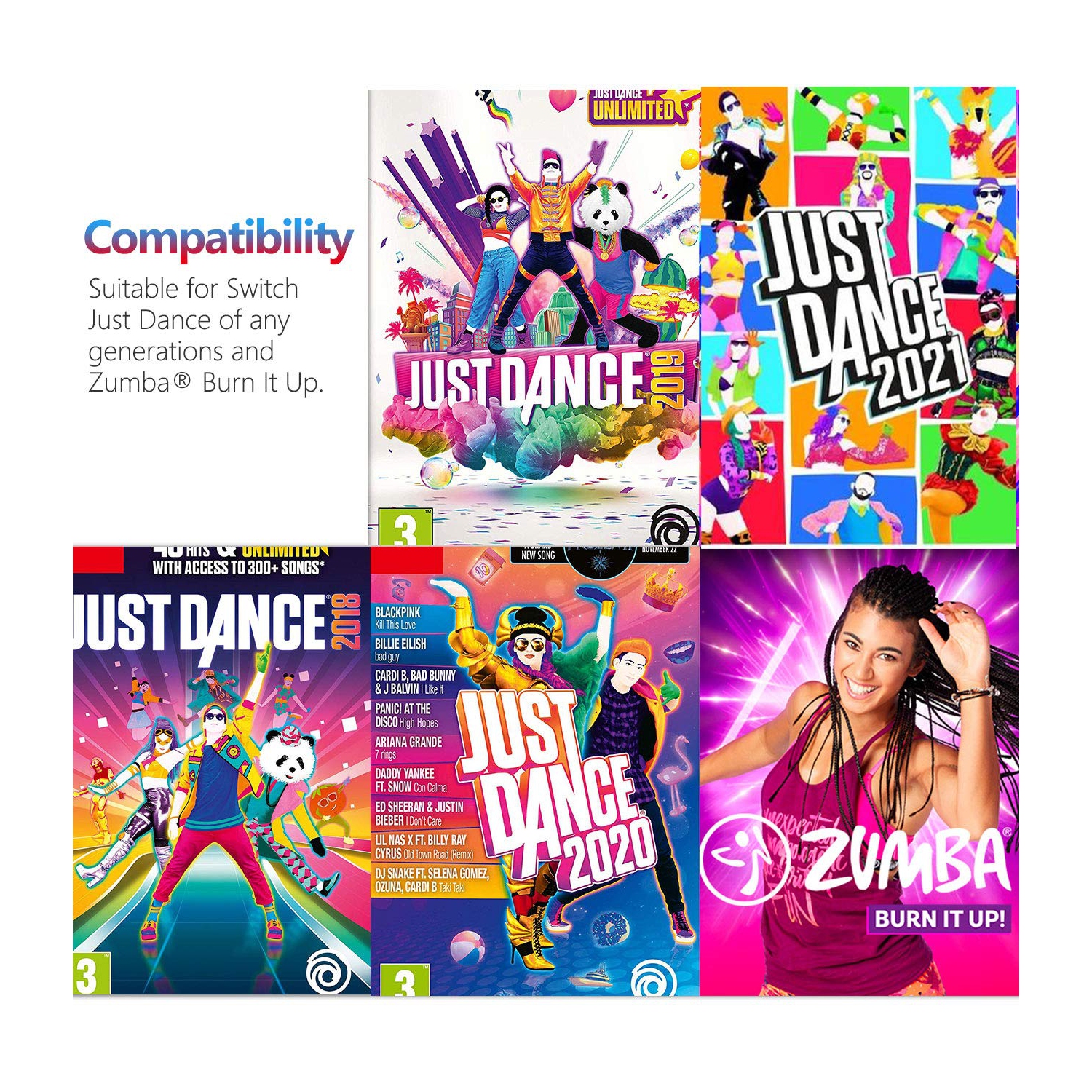 MoKo – bandes de poignet pour Just Dance 2022 2021 2020, Switch Sports, Switch Zumba Burn It Up, Cardio Boxing Series, compatible avec les WIT