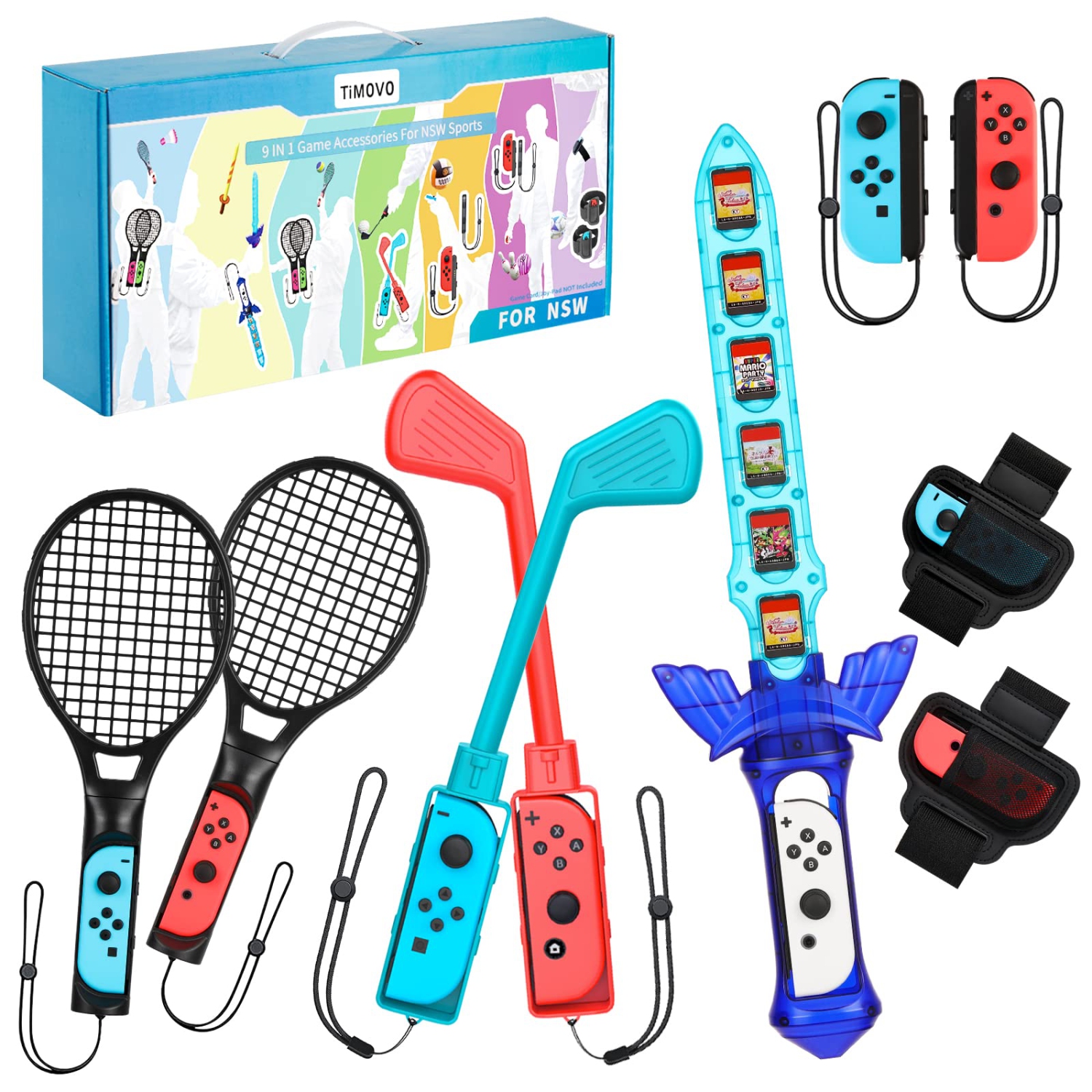 TiMOVO Switch Sports Accessories Bundle for Nintendo Switch/Switch OLED, 9 in 1 Switch Sports Game Kit with Switch Golf Club