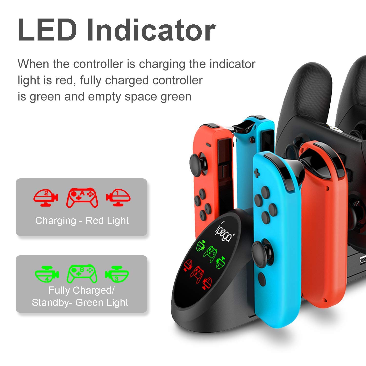 Station de chargement pour manettes Nintendo Switch/Switch DELO Joy Con et Pro, Accessoires de remplacement multifonction MENEEA pour Switch