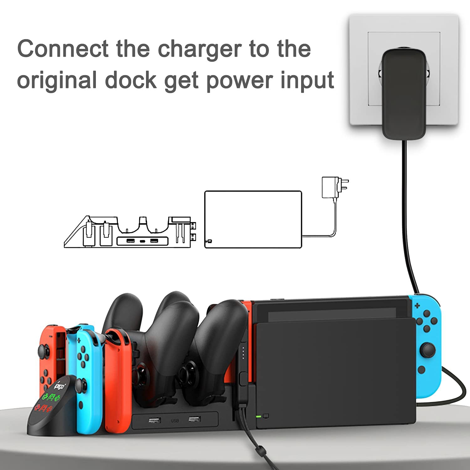 Station de chargement pour manettes Nintendo Switch/Switch DELO Joy Con et Pro, Accessoires de remplacement multifonction MENEEA pour Switch