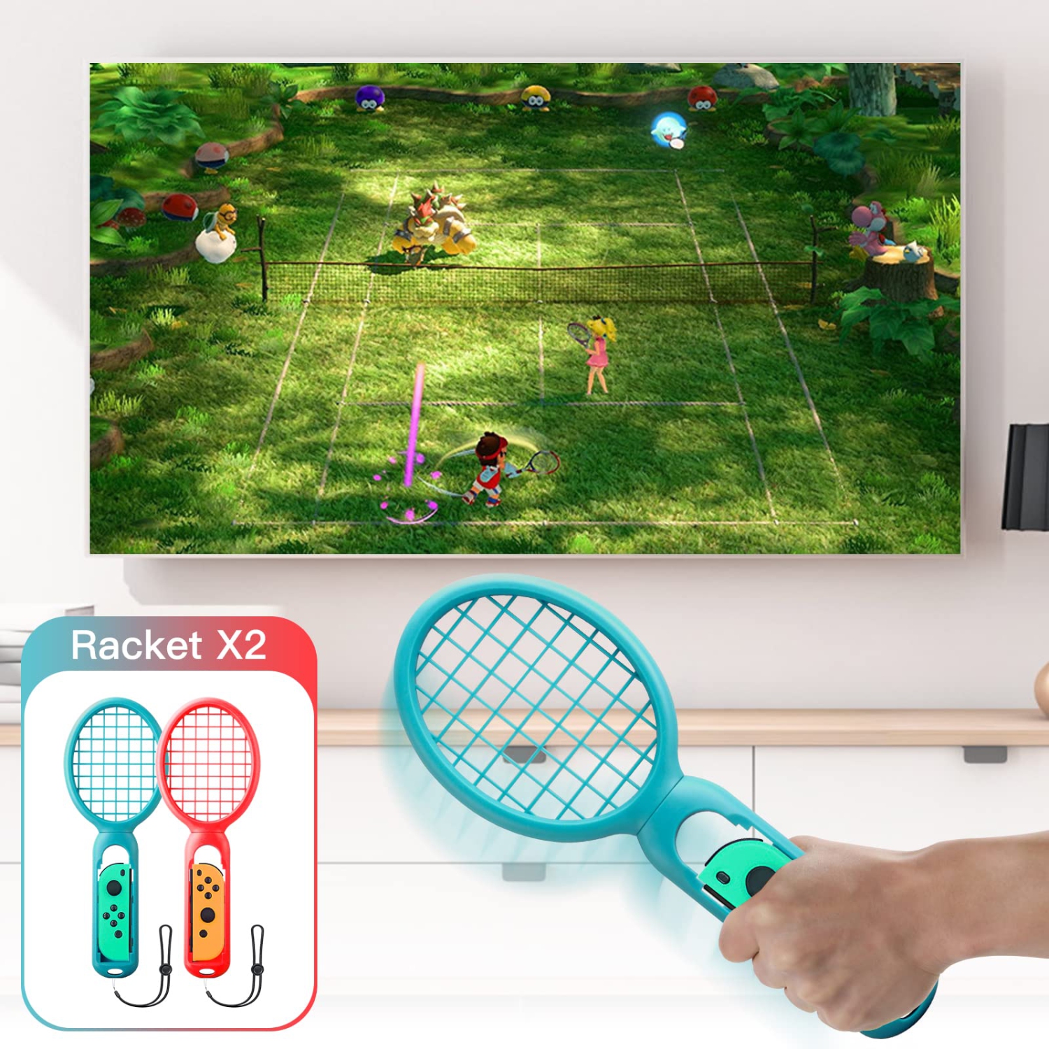 Switch Sports Accessories Bundle 10-in-1 Kit for Nintendo Switch & Switch OLED, Tennis Rackets, Bowling Grips, Fencing Grips, Wristbands, Leg Straps,