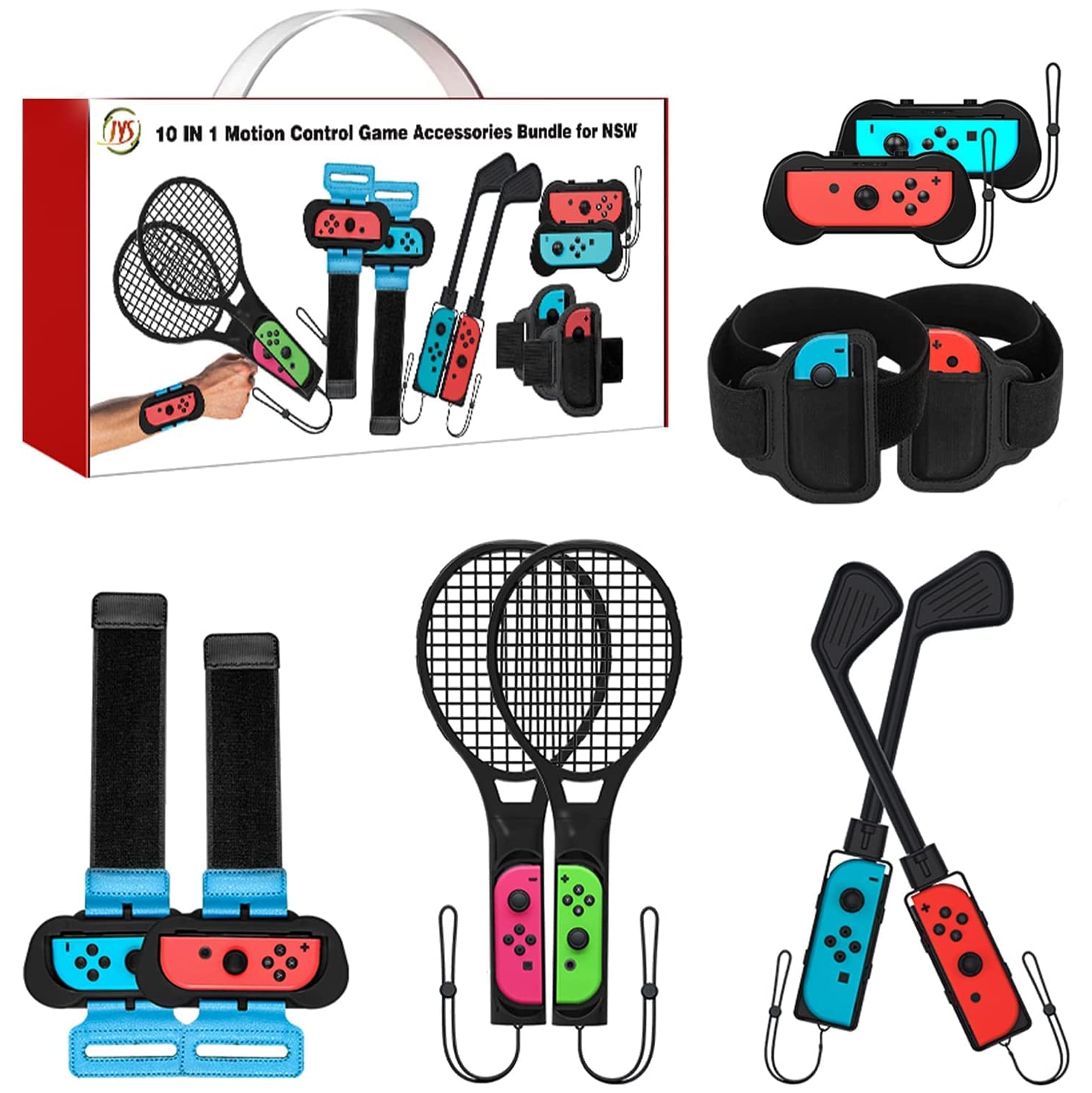 2022 Switch Sports Accessories Bundle - 10 in 1 Family Accessories Kit for Nintendo Switch & OLED Games:Controller