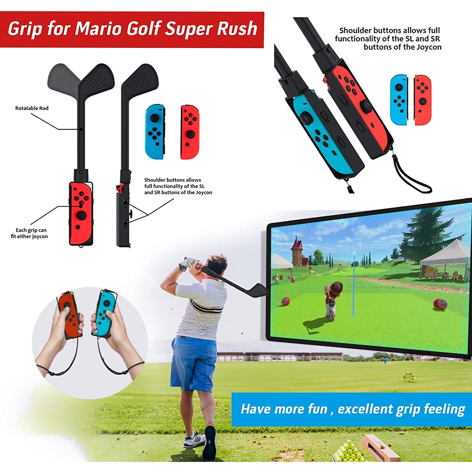 2022 Ensemble d’accessoires de sport Switch - Trousse d’accessoires 10-en-1 pour la famille Nintendo Switch et jeux DELO:manette