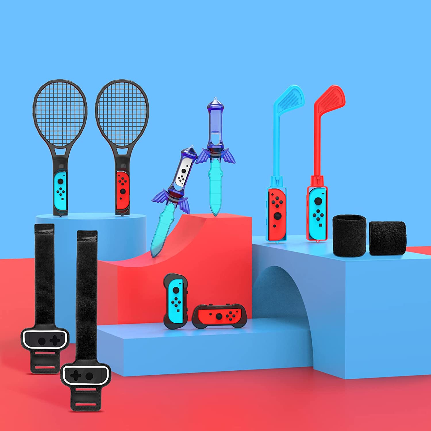 Switch Sports Accessories Bundle for Nintendo Allnice 12 in 1 Nintendo Switch Sports OLED Switch Accessories with Tennis Rac