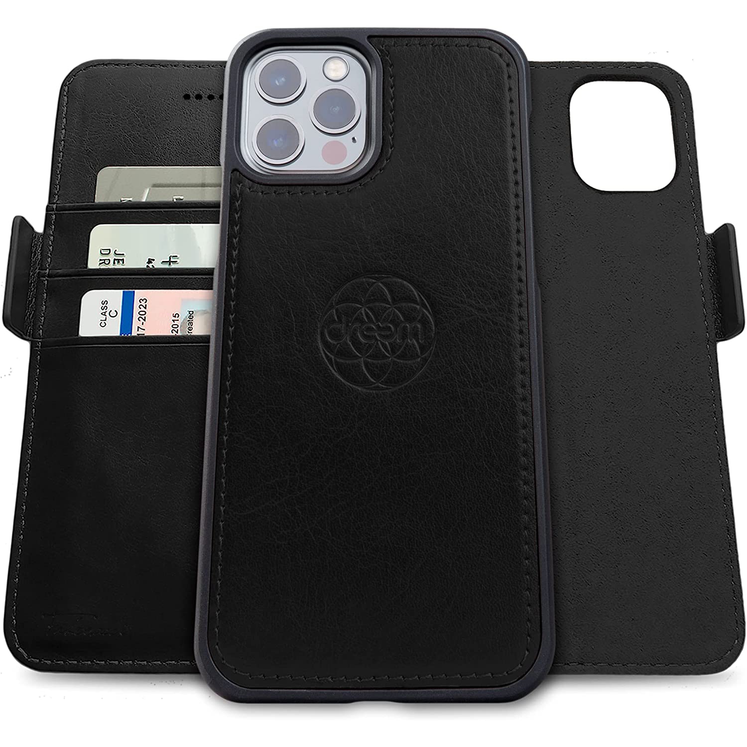 Fibonacci 2-in-1 Wallet-Case for Apple iPhone 13 Pro Max - Luxury Vegan Leather, Magnetic Detachable Shockproof