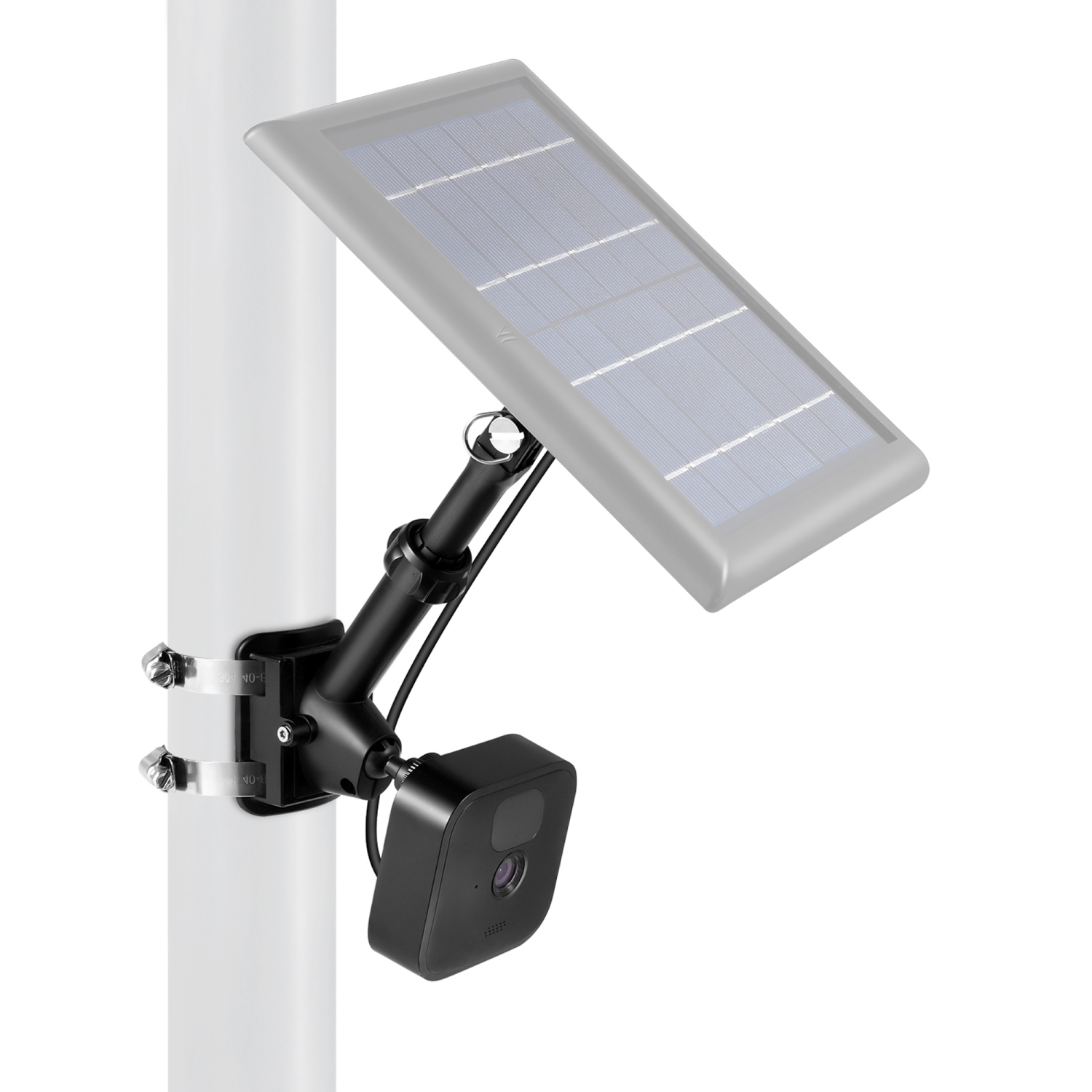 Wasserstein 2-in-1 Universal Pole Mount for Camera & Solar Panel Compatible with Wyze, Blink, Ring, Arlo, Eufy Camera (Black)