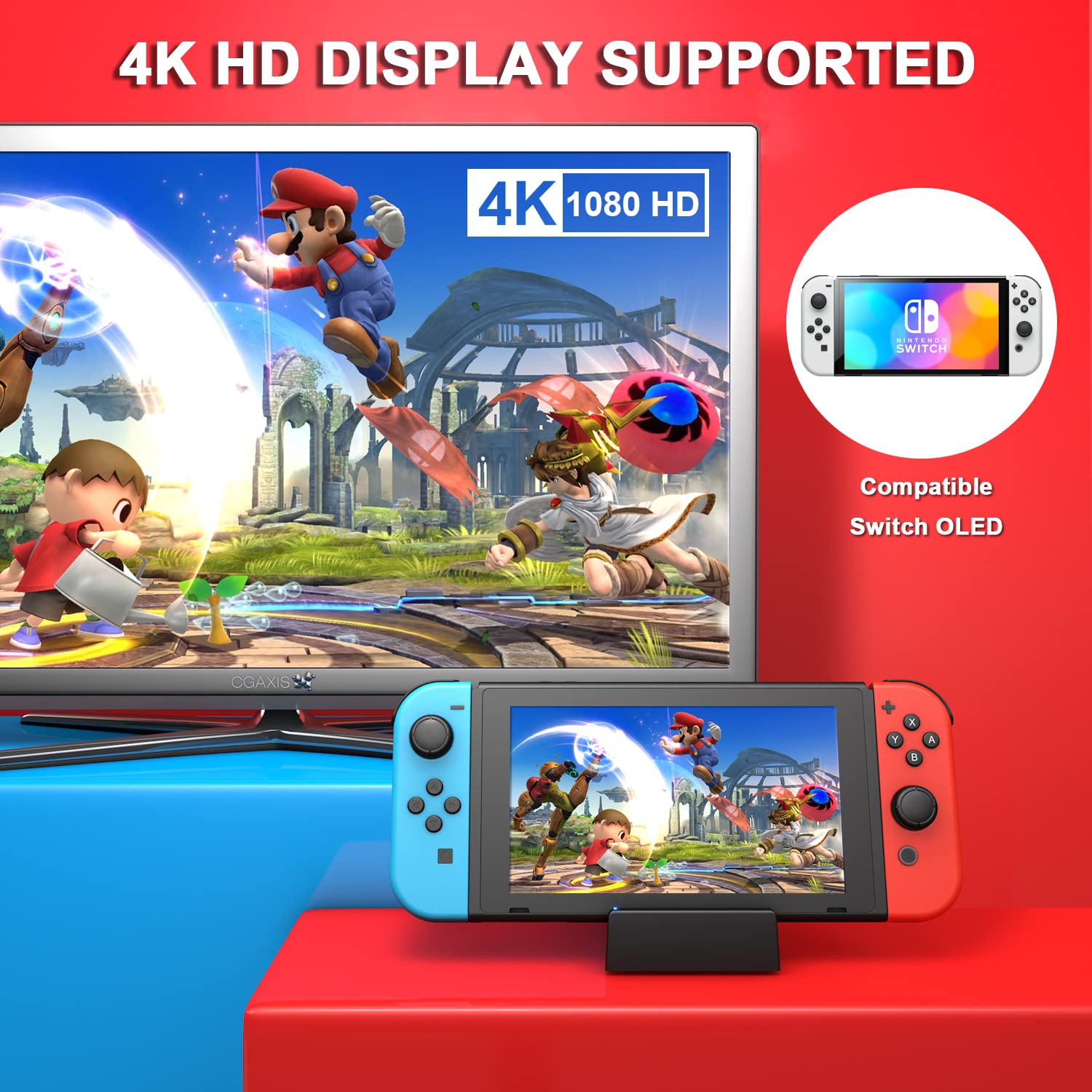 Ponkor Switch Docking Station, Portable Replacement Charging Dock for Official Nintendo Switch with USB 3.0 Port(Upgraded Ve