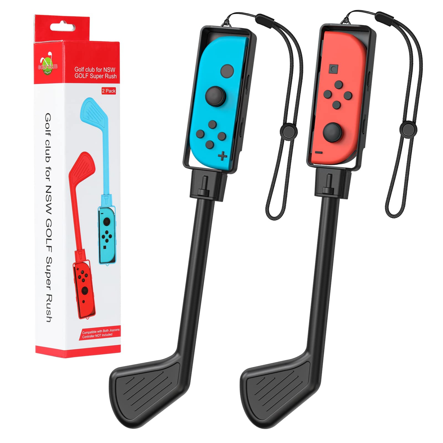 MoKo Golf Clubs Fit with Nintendo Switch Mario Golf: Super Rush Golf/Switch Sports, 2 Pack Hand Grips Game Accessories Fit S