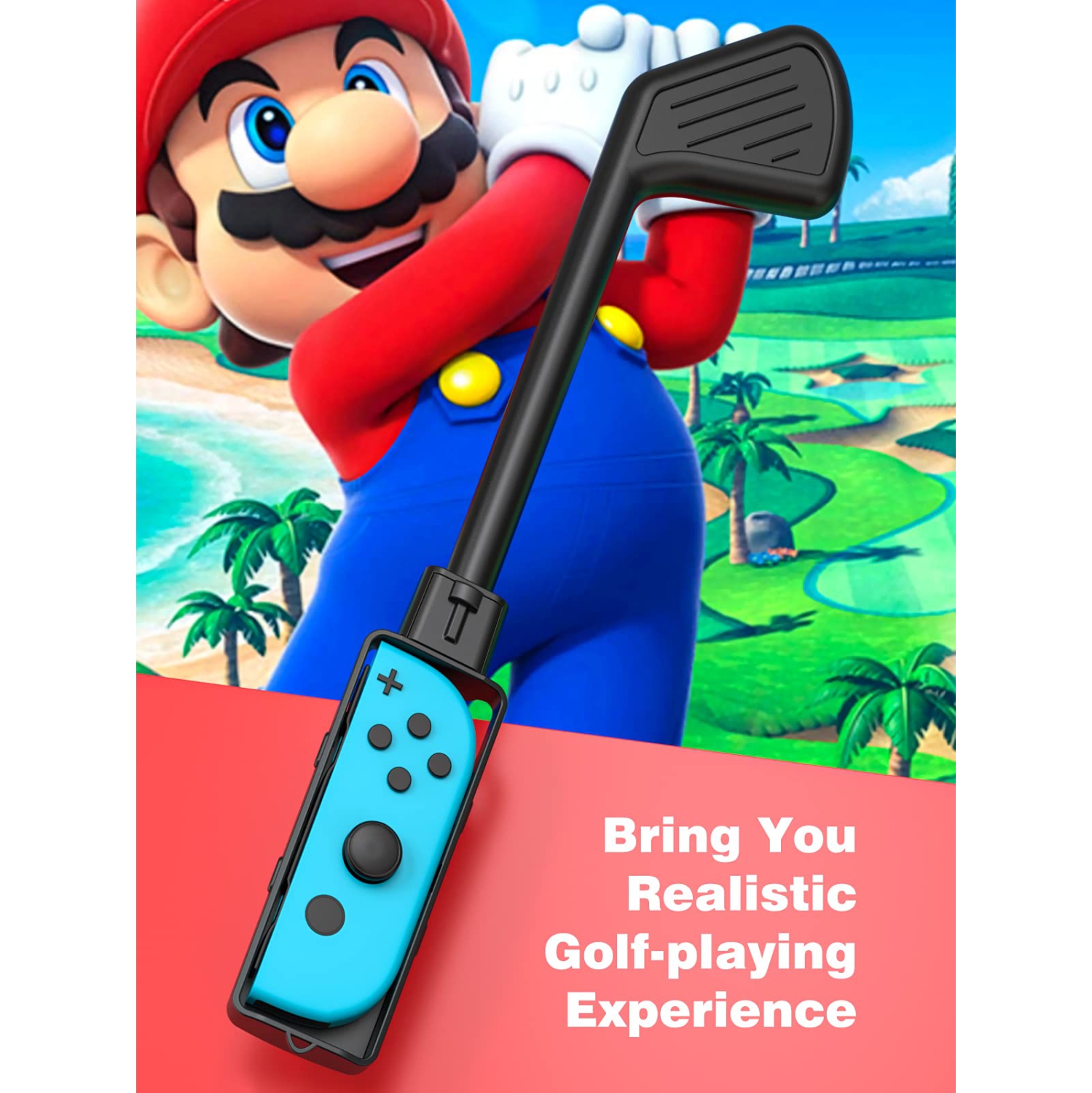 MoKo Golf Clubs Fit with Nintendo Switch Mario Golf: Super Rush Golf/Switch Sports, 2 Pack Hand Grips Game Accessories Fit S