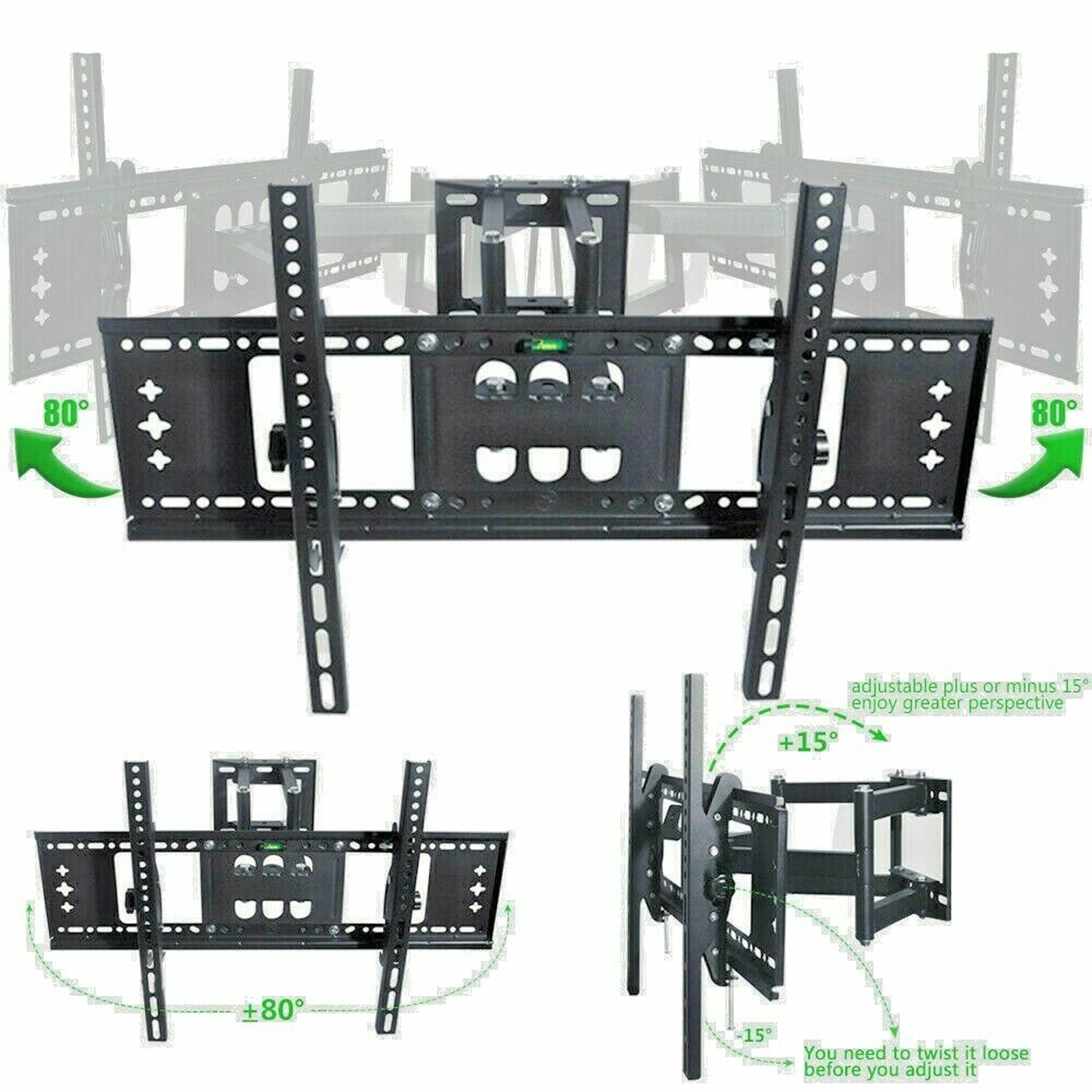 Support de montage mural TV robuste avec verrou de sécurité pour téléviseurs LCD incurvés/plats de 37" à 70" pouces