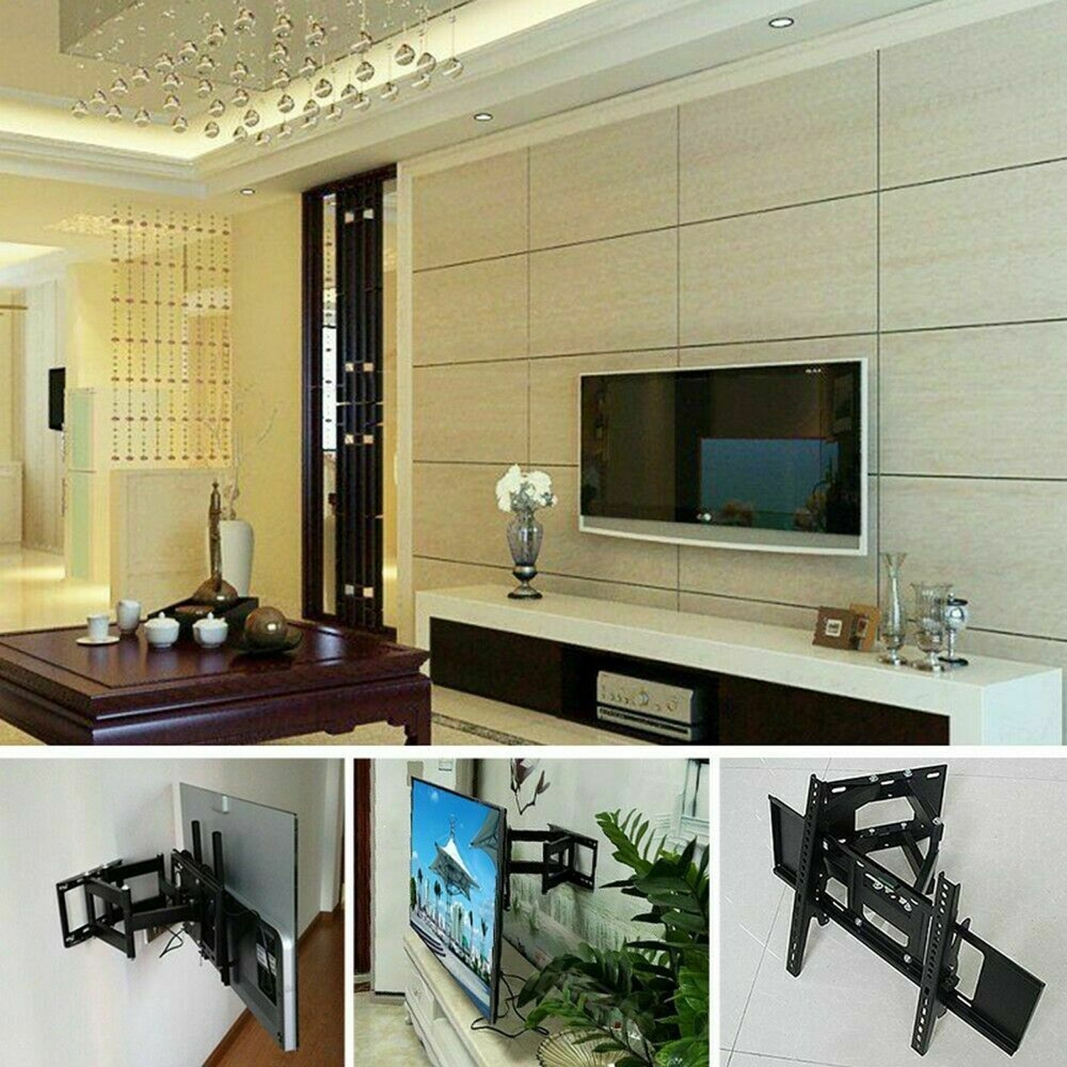 Support de montage mural TV robuste avec verrou de sécurité pour téléviseurs LCD incurvés/plats de 37" à 70" pouces