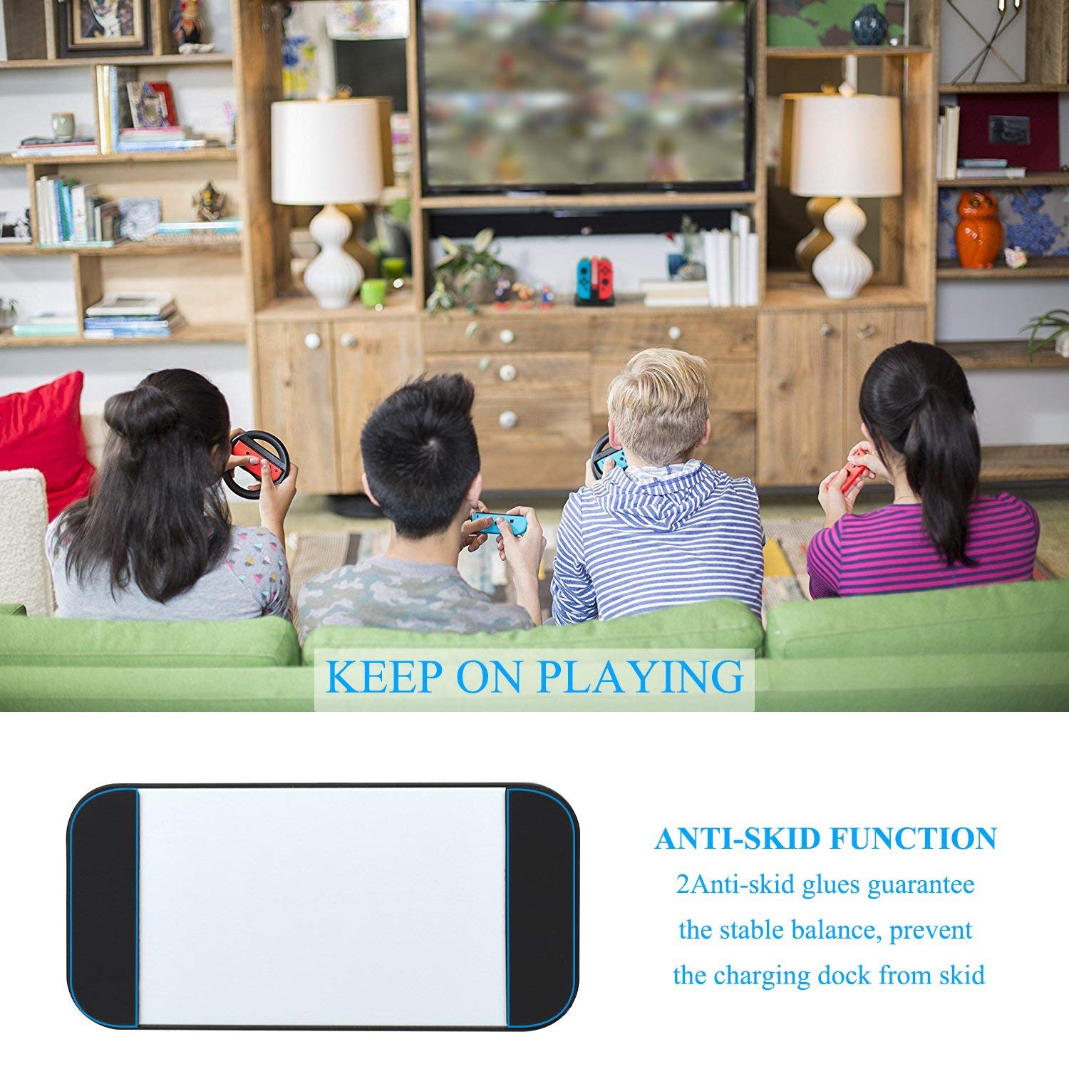 Chargeur compatible avec les manettes Switch Pro et compatible avec manettes Joy-Con, socle de recharge pour Switch avec 2 ports USB de type C.