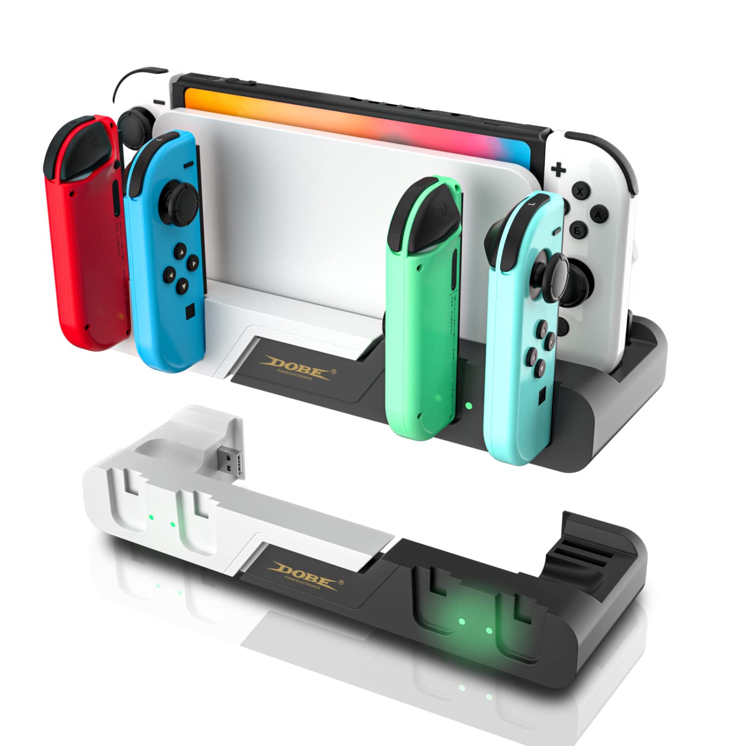 ECHZOVE Joy Cons Charging Station, Switch OLED Controller Charger White, Remote Charger Compatible with Switch and Switch OL