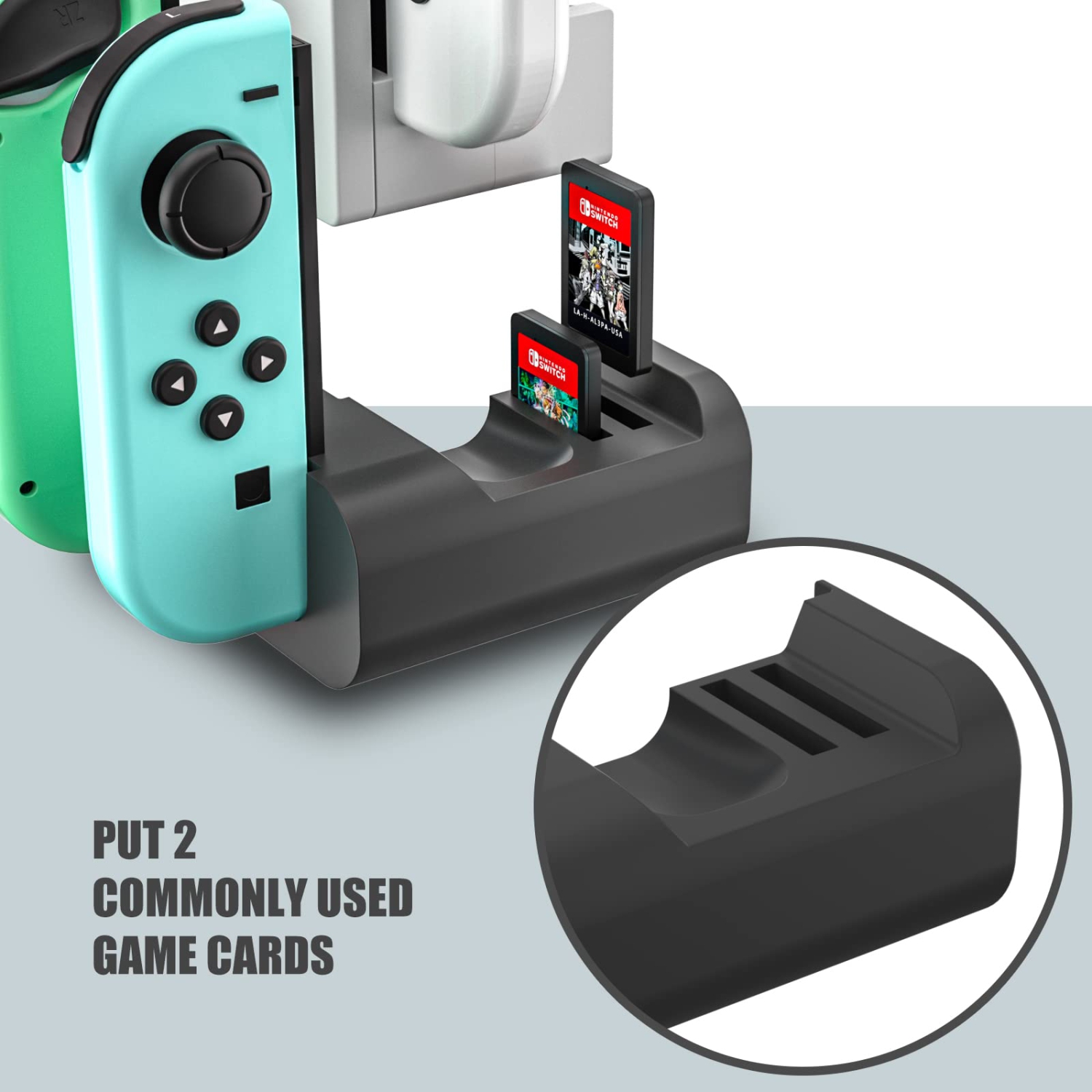 Station de recharge pour manettes Joy Con d’ECHZOVE, chargeur pour manette DELO blanc pour Switch, chargeur pour télécommande compatible avec Switch