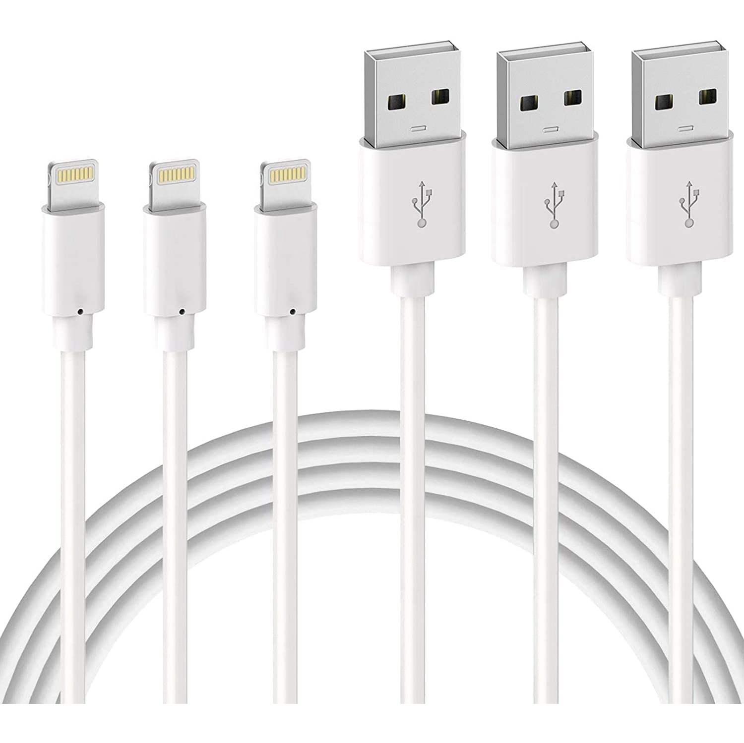 Q Lightning Cable MFi Certified, 3 Pack 3ft Lightning to USB-A Cable for iPhone Charger Compatible with iPhone 13 12 11 pro max 11 pro Xs Max XR X 8 Plus 7 Plus 6 Plus 5s SE iPad