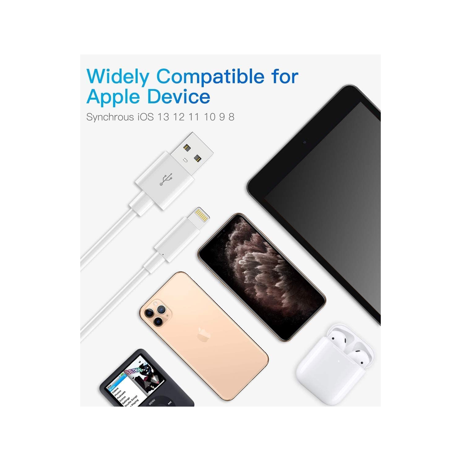 Q Lightning Cable MFi Certified, 3 Pack 3ft Lightning to USB-A Cable for iPhone Charger Compatible with iPhone 13 12 11 pro max 11 pro Xs Max XR X 8