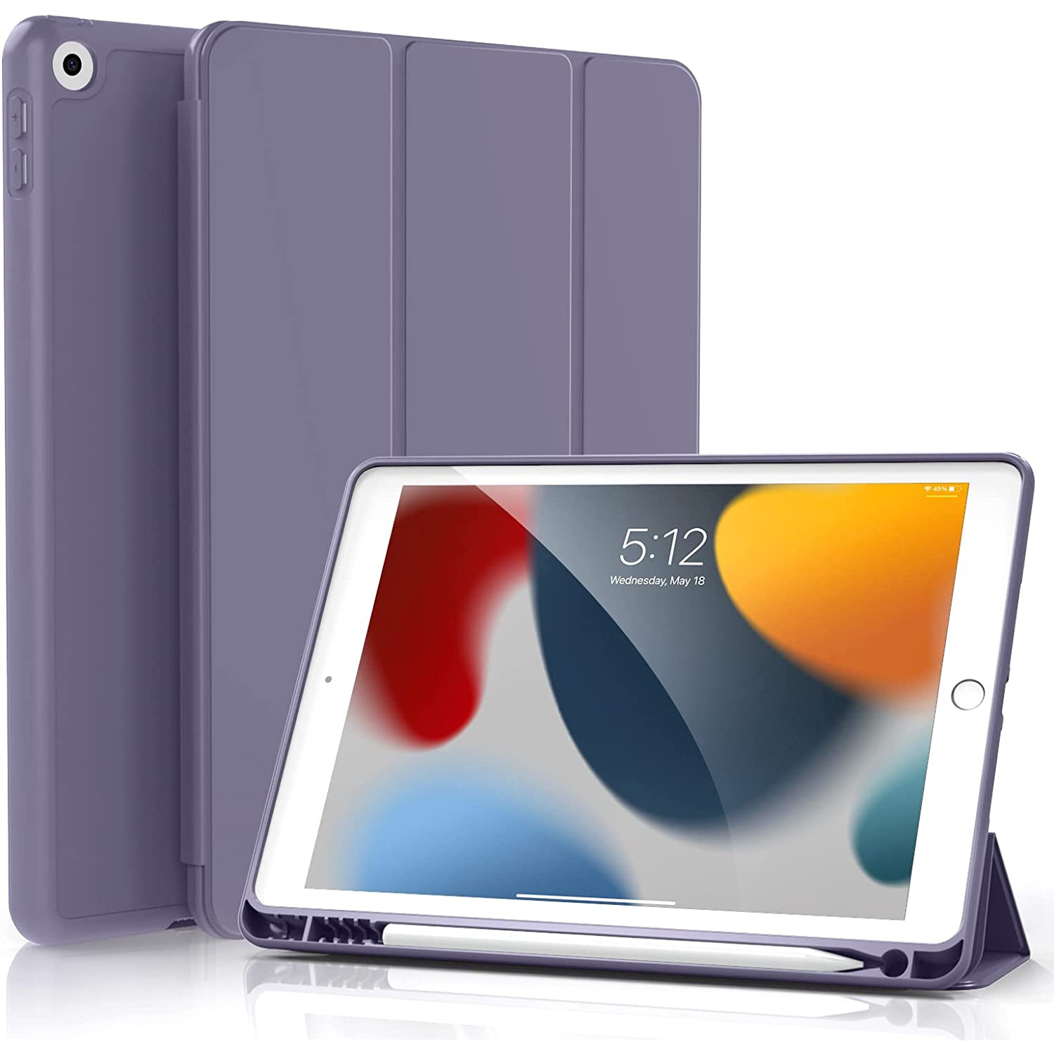 K iPad 10.2 Case for iPad 9th Generation 2021 / iPad 8th Generation 2020 / iPad 7th Gen 2019 with Pencil Holder, Auto Sleep/Wake for Slim Soft Back