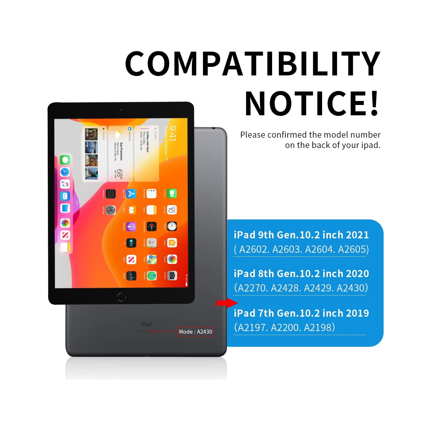 K iPad 10.2 Case for iPad 9th Generation 2021 / iPad 8th Generation 2020 / iPad 7th Gen 2019 with Pencil Holder, Auto Sleep/Wake for Slim Soft Back