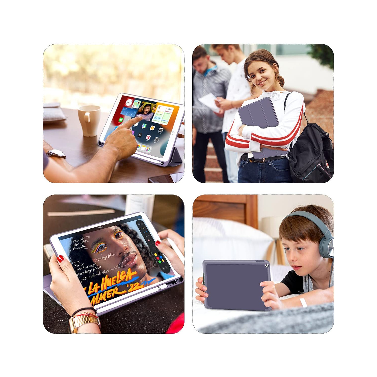 K iPad 10.2 Case for iPad 9th Generation 2021 / iPad 8th Generation 2020 / iPad 7th Gen 2019 with Pencil Holder, Auto Sleep/Wake for Slim Soft Back