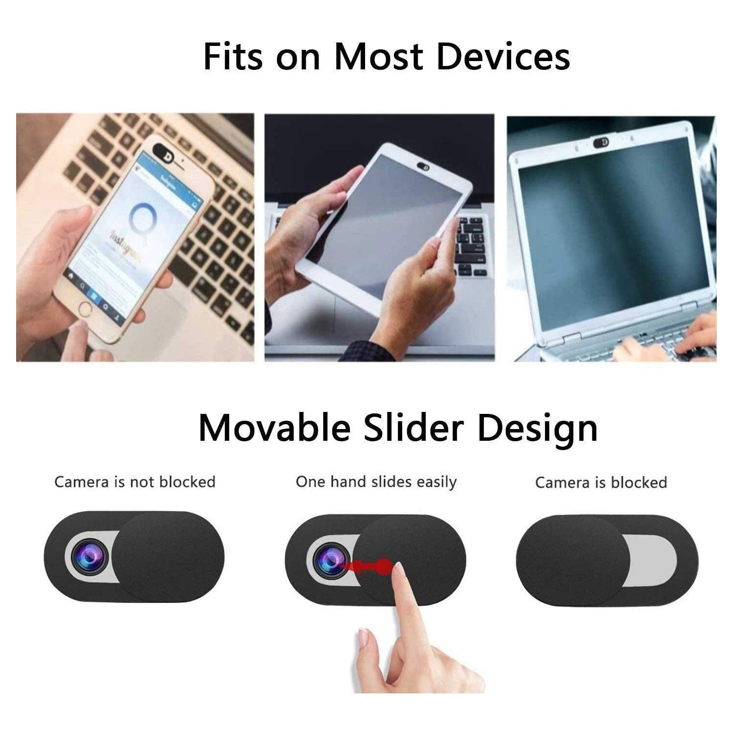 i [6 Pack] Webcam Cover Slider for Privacy, 0.027in Ultra Thin Design Web Camera Cover Slide for MacBook, iPad, iPhone, Laptop, Desktop, PC, Tablet,