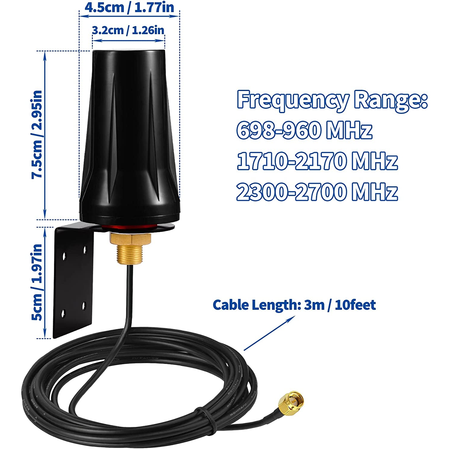 B 4G LTE Outdoor Wall Mount Waterproof Antenna SMA Male Antenna Compatible with Verizon AT&T T-Mobile Sprint 4G LTE Router Gateway Modem Cell Phone