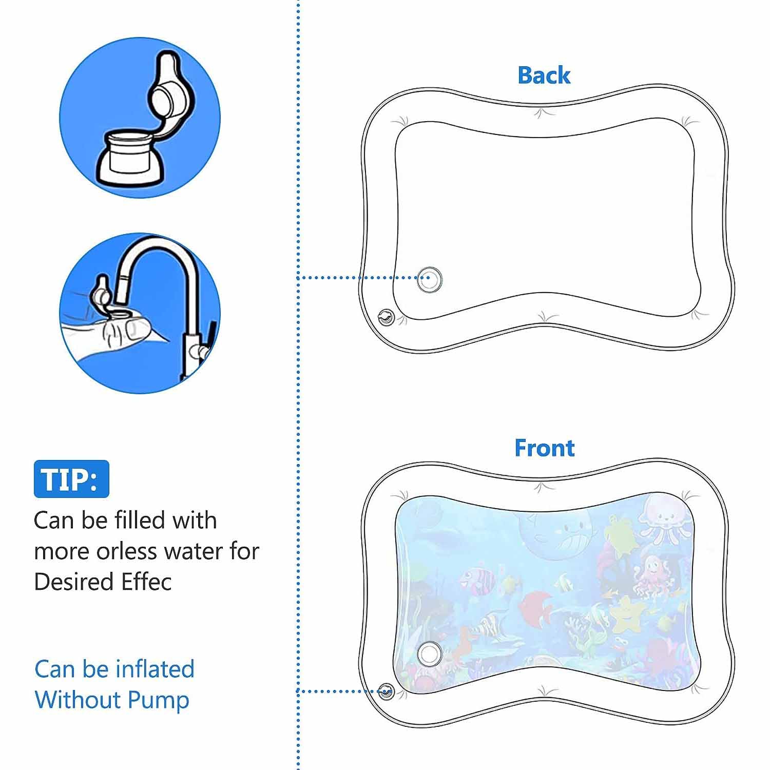 ISTAR Inflatable Tummy Baby Water Play Mat Toys for 3 to 12 Months, Strengthen Your Baby's Muscles, Portable