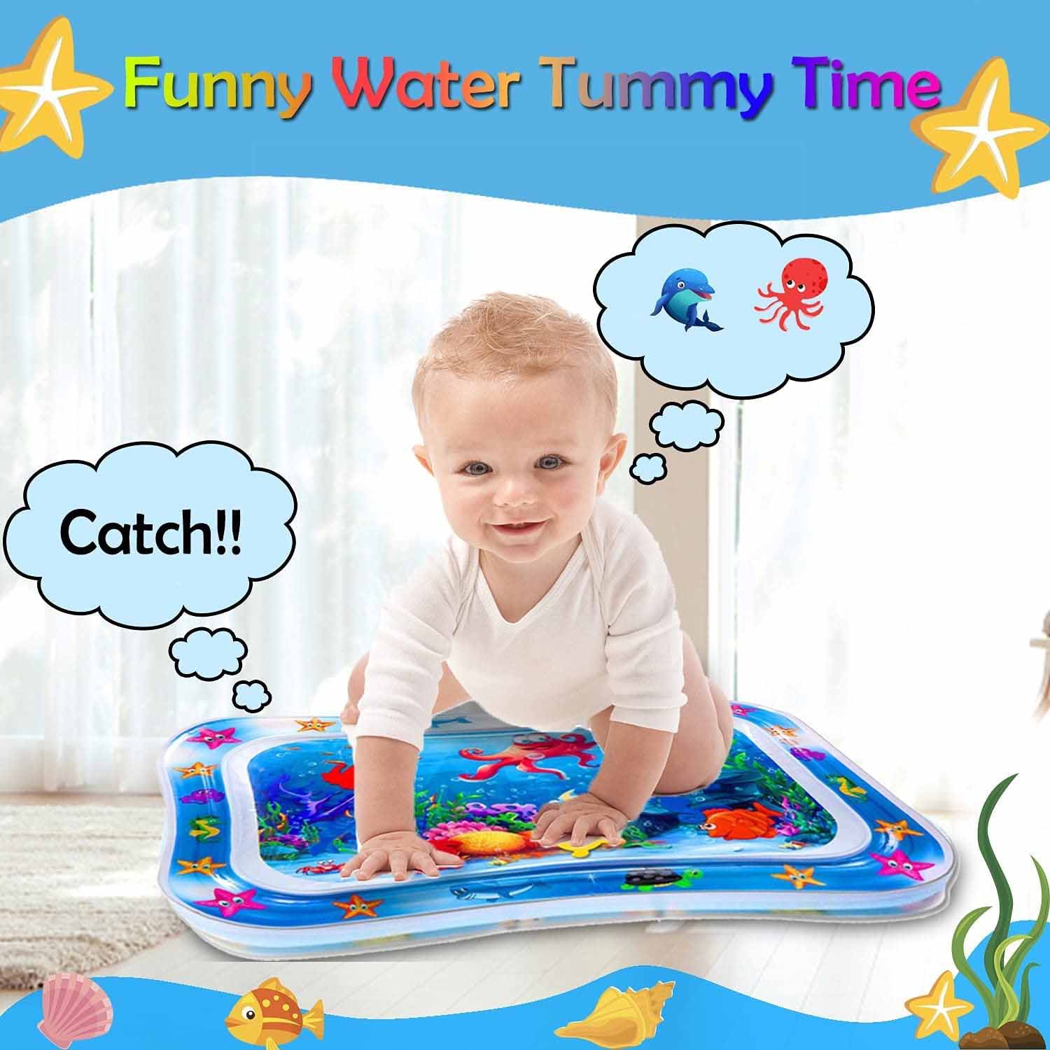 ISTAR Inflatable Tummy Baby Water Play Mat Toys for 3 to 12 Months, Strengthen Your Baby's Muscles, Portable