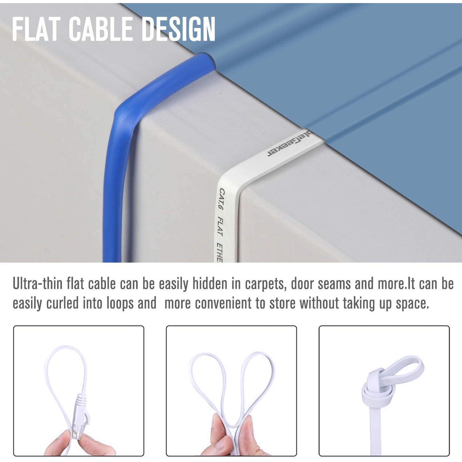 Cat 6 Ethernet Cable 5ft 5 Pack Flat Internet Network Cable - Cat6 Ethernet Patch Cable Short - Computer LAN Cable with Snagless RJ45 Conne