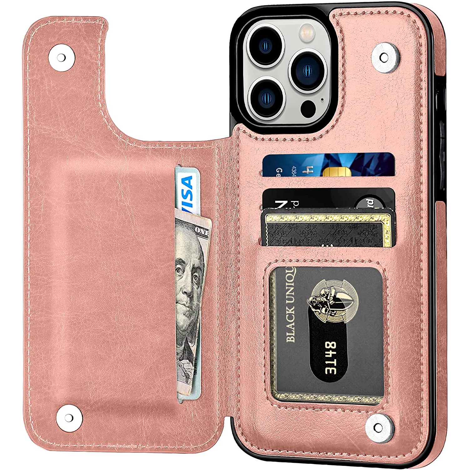 Designed for iPhone 13 Pro Max Case, Soft PU Leather Card Case with Kickstand Slim Protective Flip Cover