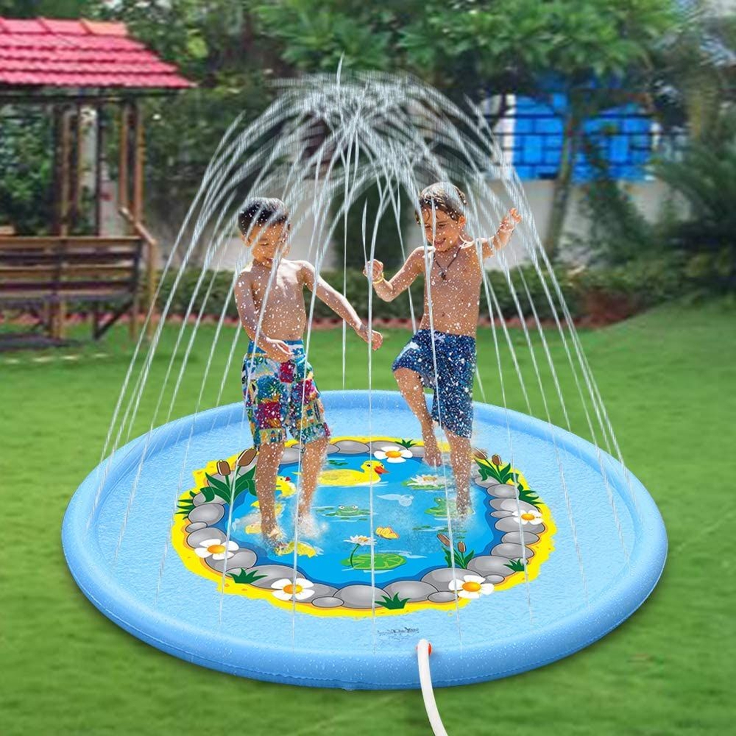 Tapis de jeu saupoudré et éclaboussé de 170 cm pour jouets d'eau de pulvérisation d'extérieur de jardin d'été