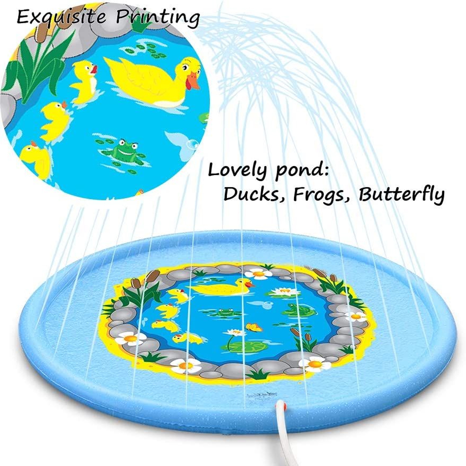 Tapis de jeu saupoudré et éclaboussé de 170 cm pour jouets d'eau de pulvérisation d'extérieur de jardin d'été