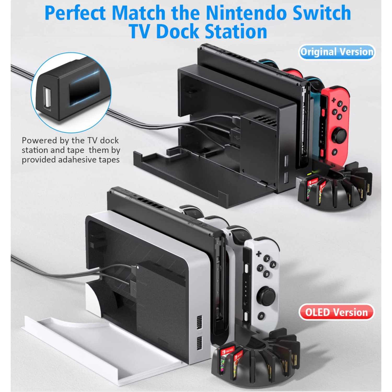 Station de recharge pour manette Switch compatible avec les manettes Joy-Con Nintendo Switch et DELO, station de recharge pour manette Switch avec