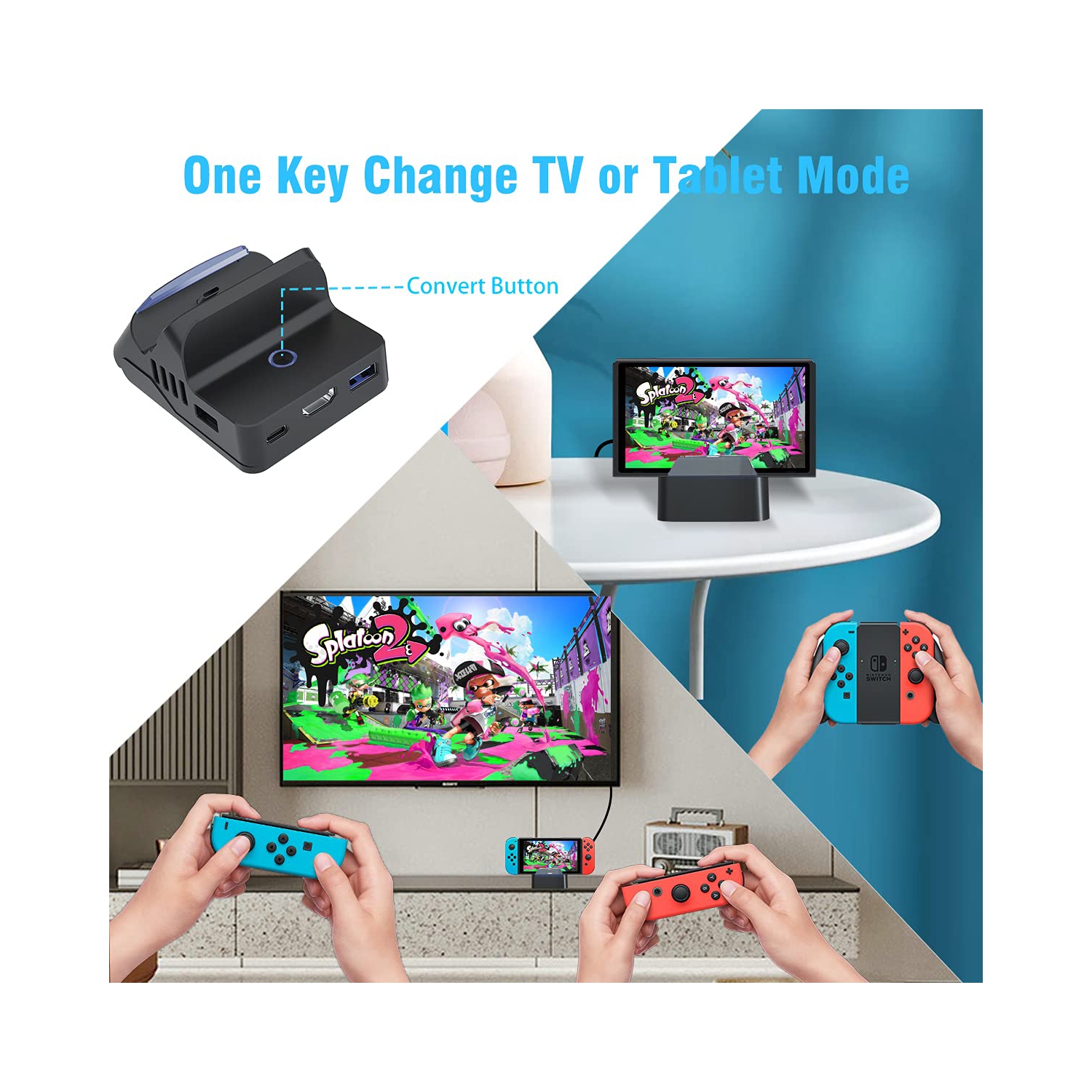 Station d’accueil Switch pour Nintendo Switch, station d’accueil Switch de remplacement pour mode station d’accueil de téléviseur Switch, sortie