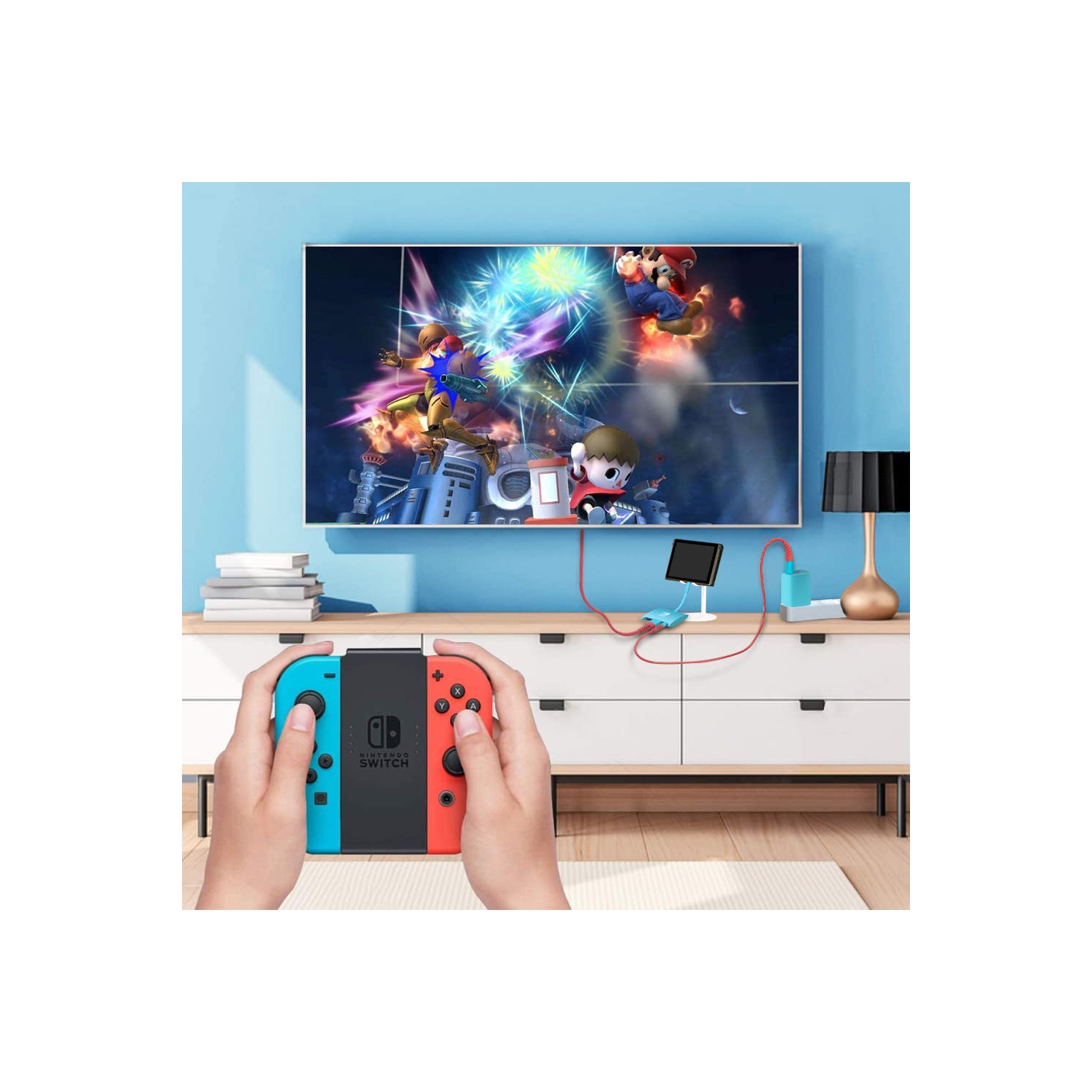 HARIBOL Switch Dock for Nintendo, Compact Size Switch Dock, Portable Nintendo Switch Docking Station with HDMI, USB and 100W