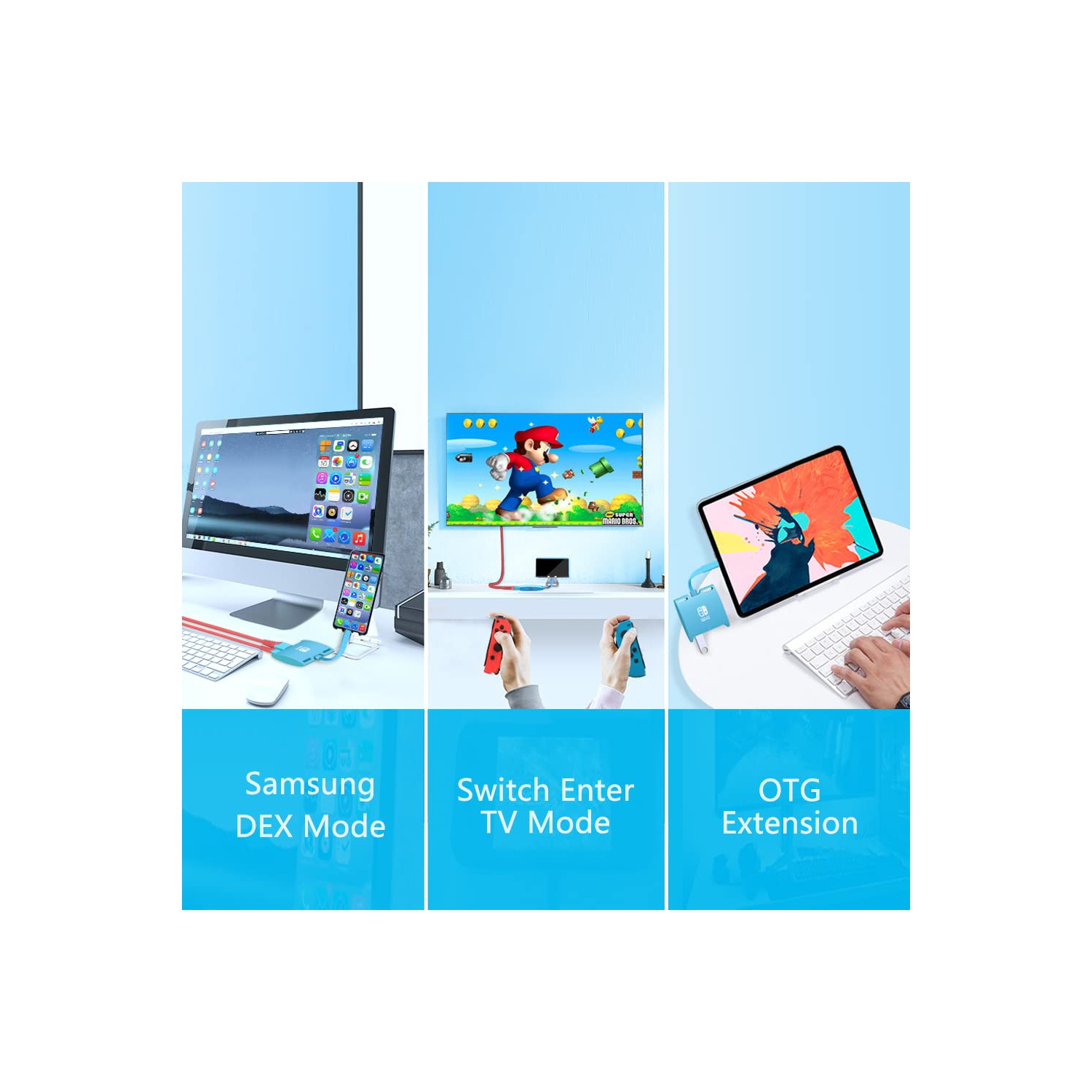 HARIBOL Switch Dock for Nintendo, Compact Size Switch Dock, Portable Nintendo Switch Docking Station with HDMI, USB and 100W