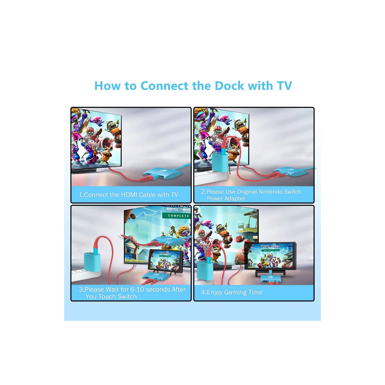 HARIBOL Switch Dock for Nintendo, Compact Size Switch Dock, Portable Nintendo Switch Docking Station with HDMI, USB and 100W