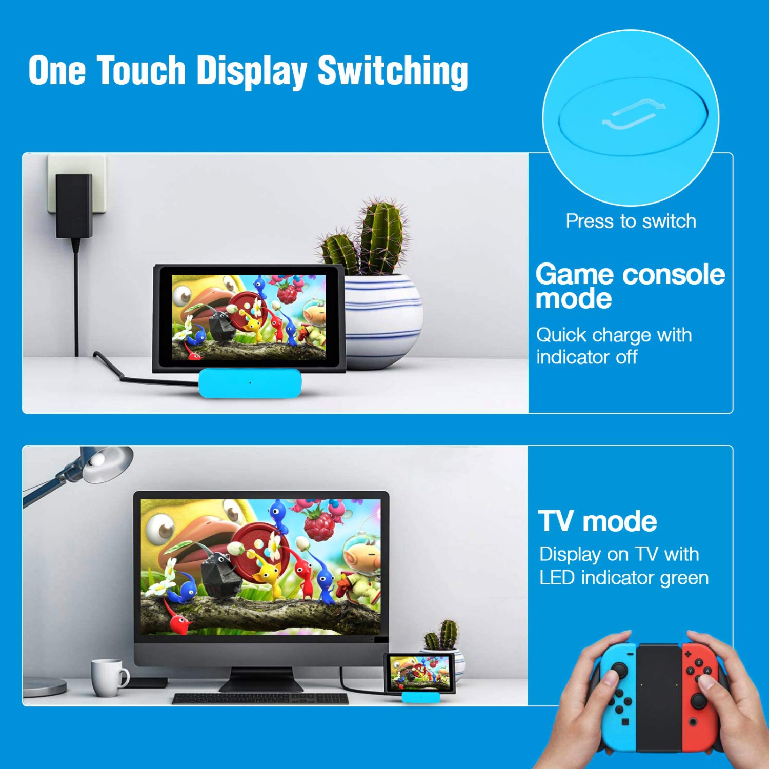 Station de recharge pour Nintendo Switch, convertisseur de téléviseur à deux modes xtra de Pogarous et base de Switch portative avec adaptateur de