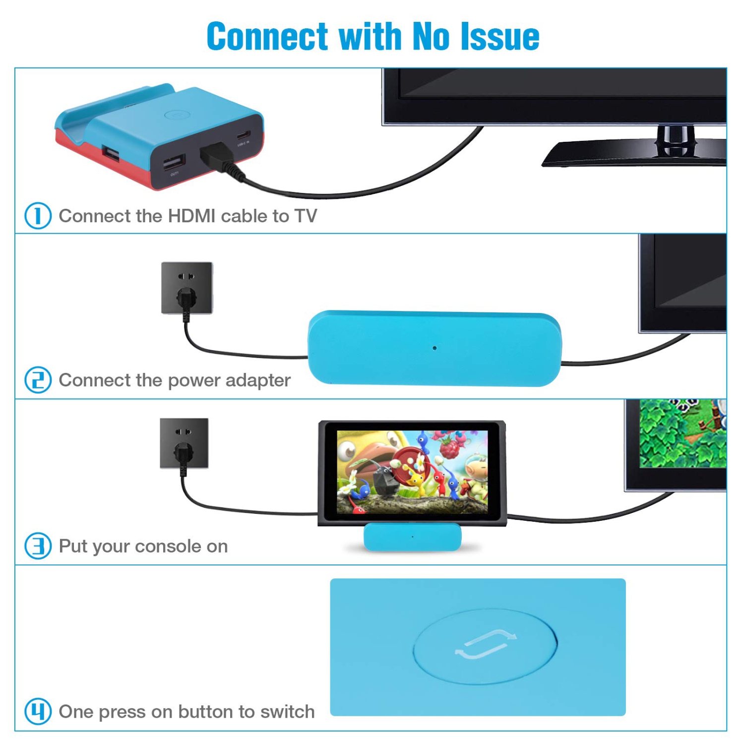 Station de recharge pour Nintendo Switch, convertisseur de téléviseur à deux modes xtra de Pogarous et base de Switch portative avec adaptateur de