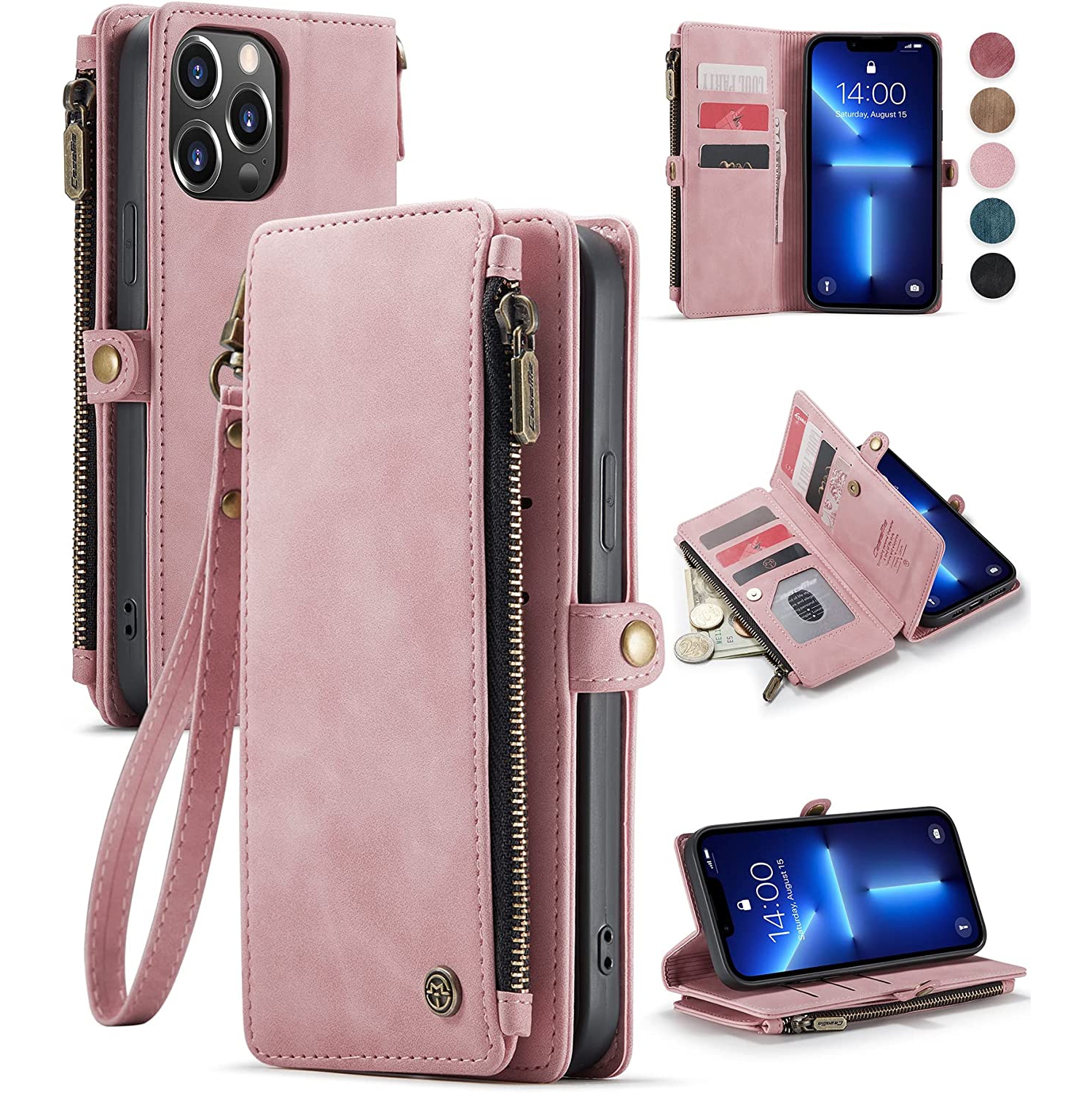 iPhone 13 Pro Max Case, iPhone 13 Pro Max Wallet Case for Women Men with Card Holder, Durable PU Leather