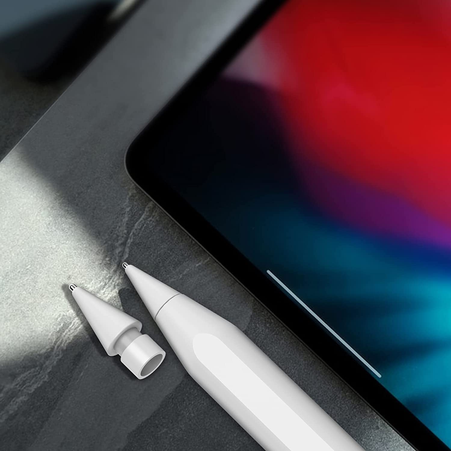 2 Pack Compatible with Apple Pencil Tips, No Wear Out Fine Point Precise Control Pen Like Nibs for Apple Pencil 1st Gen and 2nd Generation