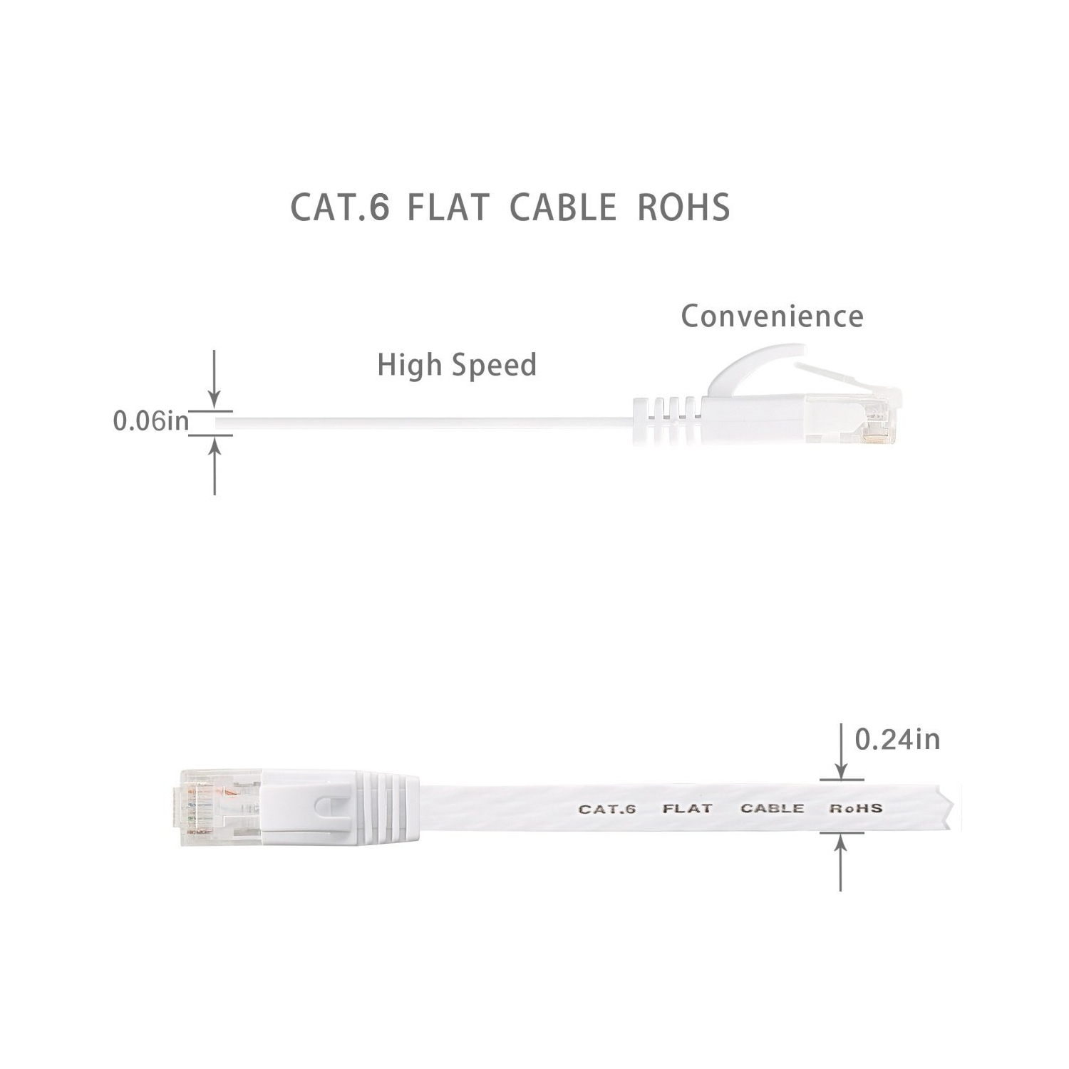 Cat 6 Ethernet Cable 75 ft, Outdoor&Indoor 10Gbps Support Cat8 Cat7 Network, Flat Internet RJ45 LAN Patch Cords, Solid High Speed Computer Wire with