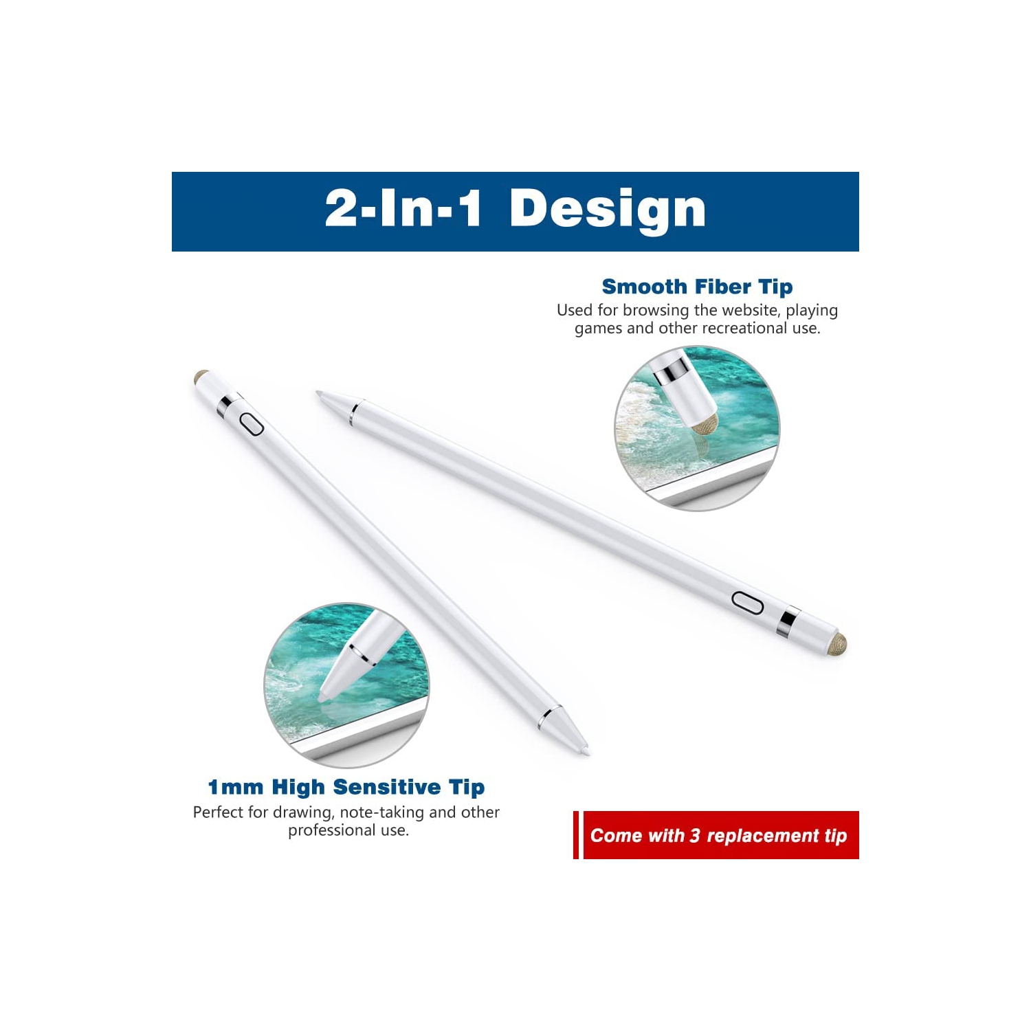 T Stylus Pen for iPad, Apple Pencil for iPad 10/9/8/7/6th Generation,2022 iPad Pro 12.9/11,iPad Air 5/4/3,Mini 6/5 Precise Writing/Drawing, Palm