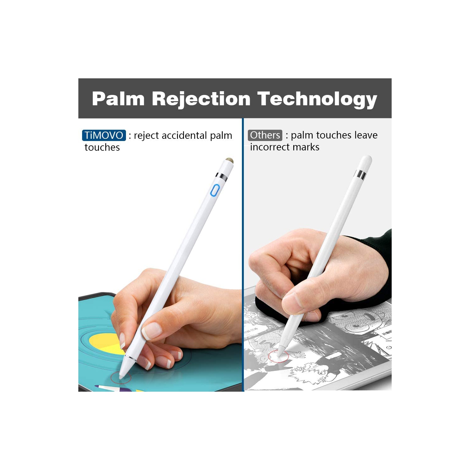 T Stylus Pen for iPad, Apple Pencil for iPad 10/9/8/7/6th Generation,2022 iPad Pro 12.9/11,iPad Air 5/4/3,Mini 6/5 Precise Writing/Drawing, Palm