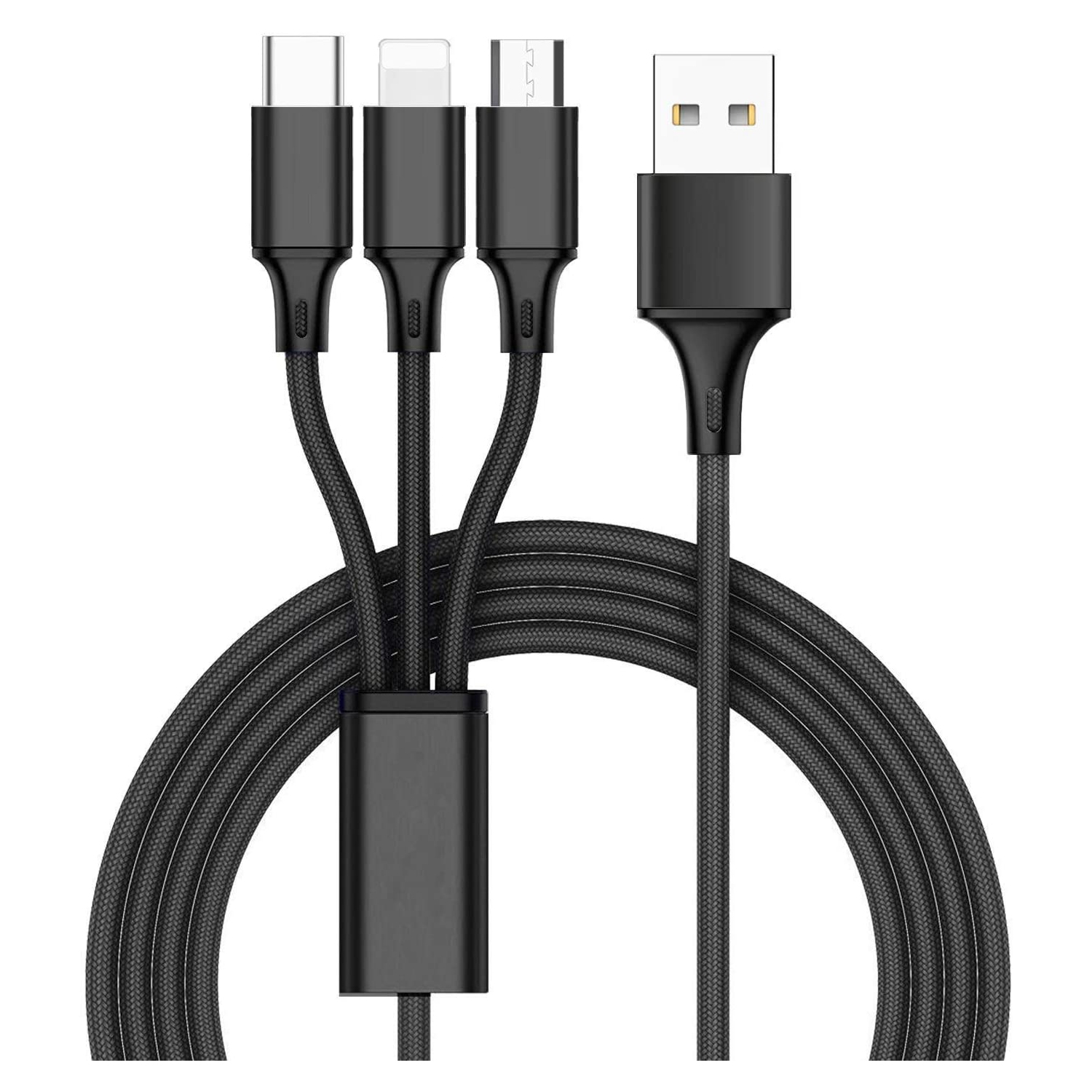 2 Pack Multi USB Charger Cable-Z 3 in 1 USB Fast Charging Cable USB to Type c/Micro USB Charging Cord Compatible Samsung Galaxy S9 S8 Note 8, Pixel, LG V30 and More Black