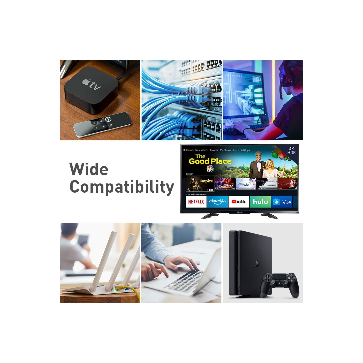 Ethernet Cable, Cat8 Ethernet Cable, 6FT LAN Cable, 26AWG High Speed Network Cable, 40Gbps 2000Mhz Cat8 RJ45 Cable, Weatherproof Ethernet Patch