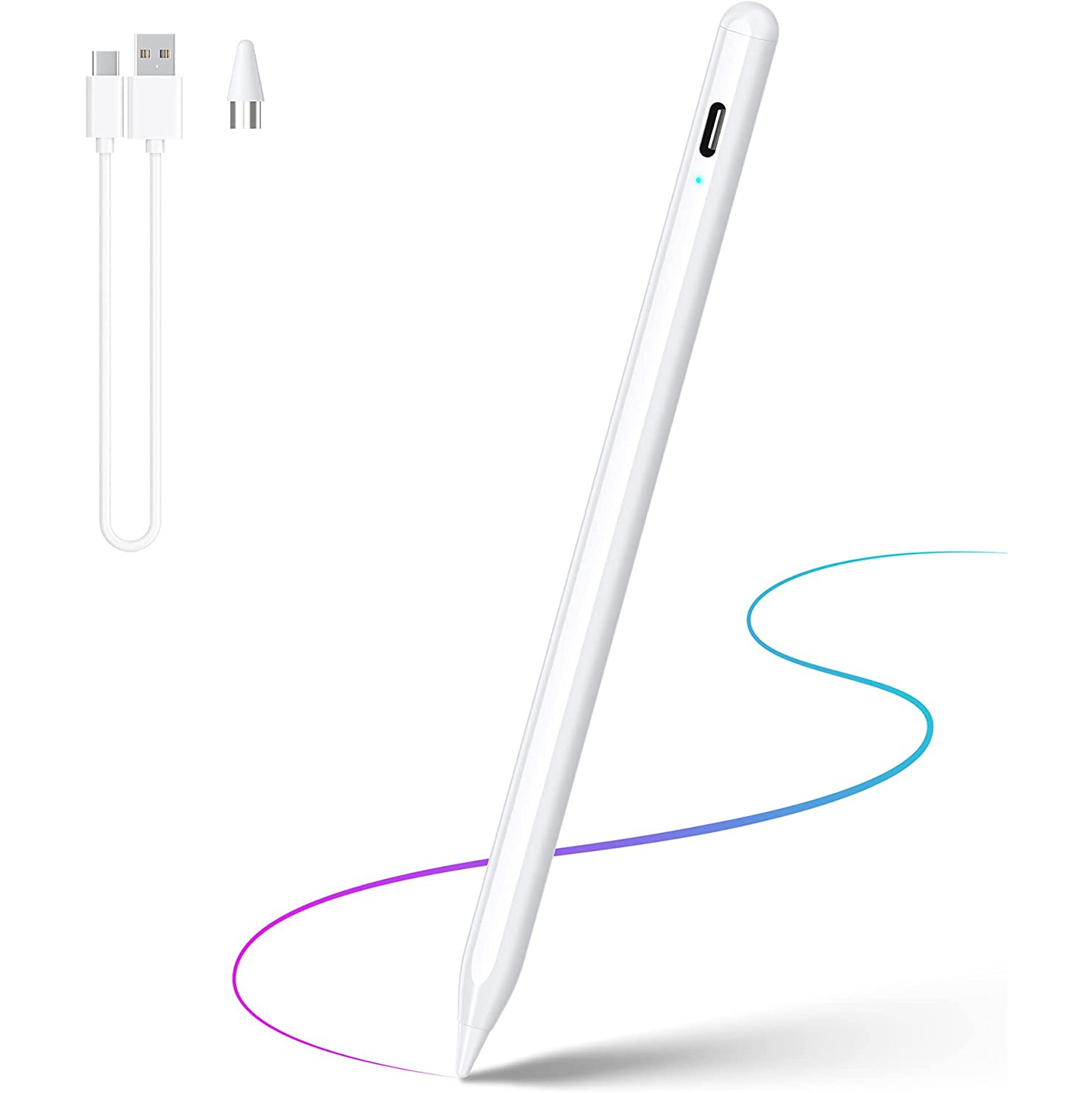 Stylet, stylet iPhone avec embout très précis compatible avec les écrans tactiles et téléphones iOS/Android, stylet rechargeable, stylet Pencil pour