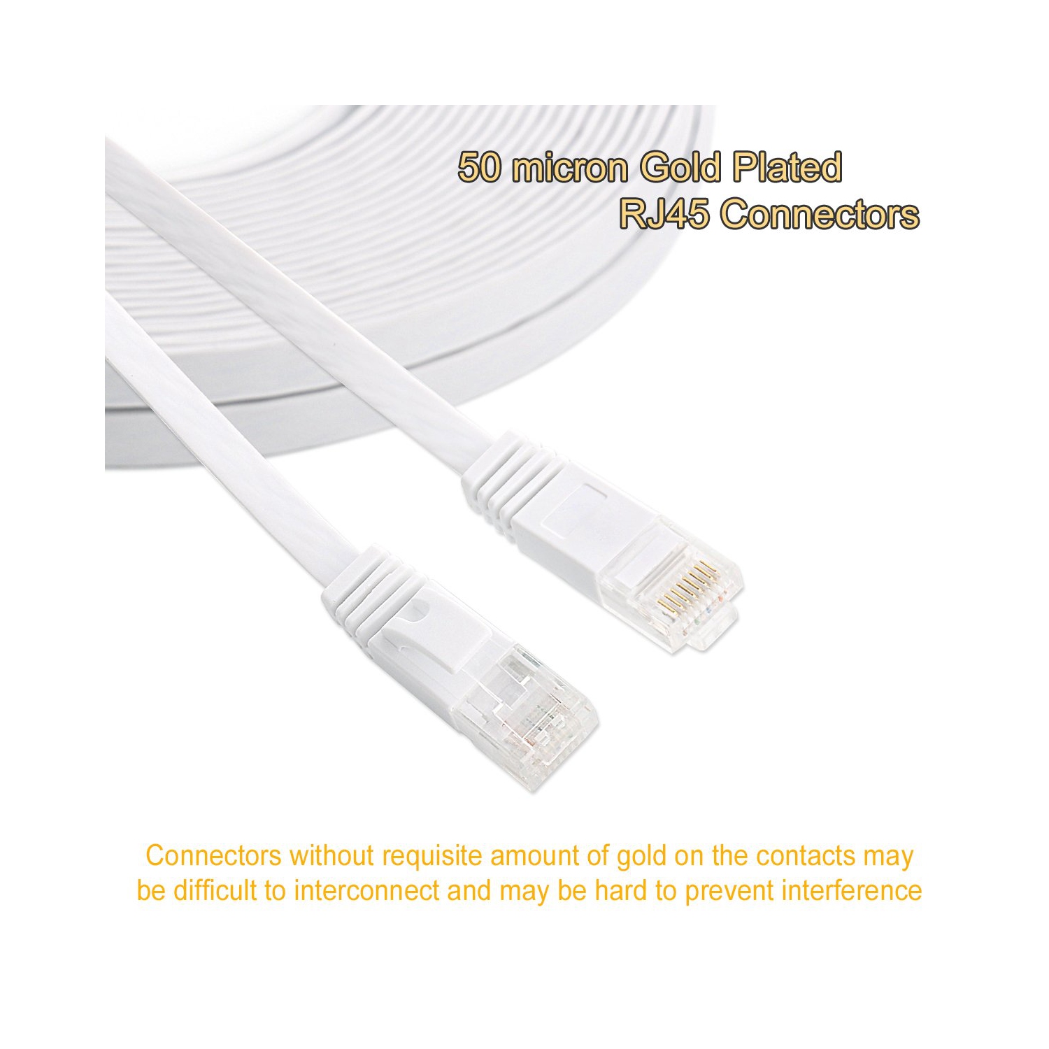 Câble Ethernet Cat 6, 100 pi, blanc mat, longs câbles réseau local Internet, câble d’ordinateur haute vitesse Cat6 solide avec pinces et connecteurs